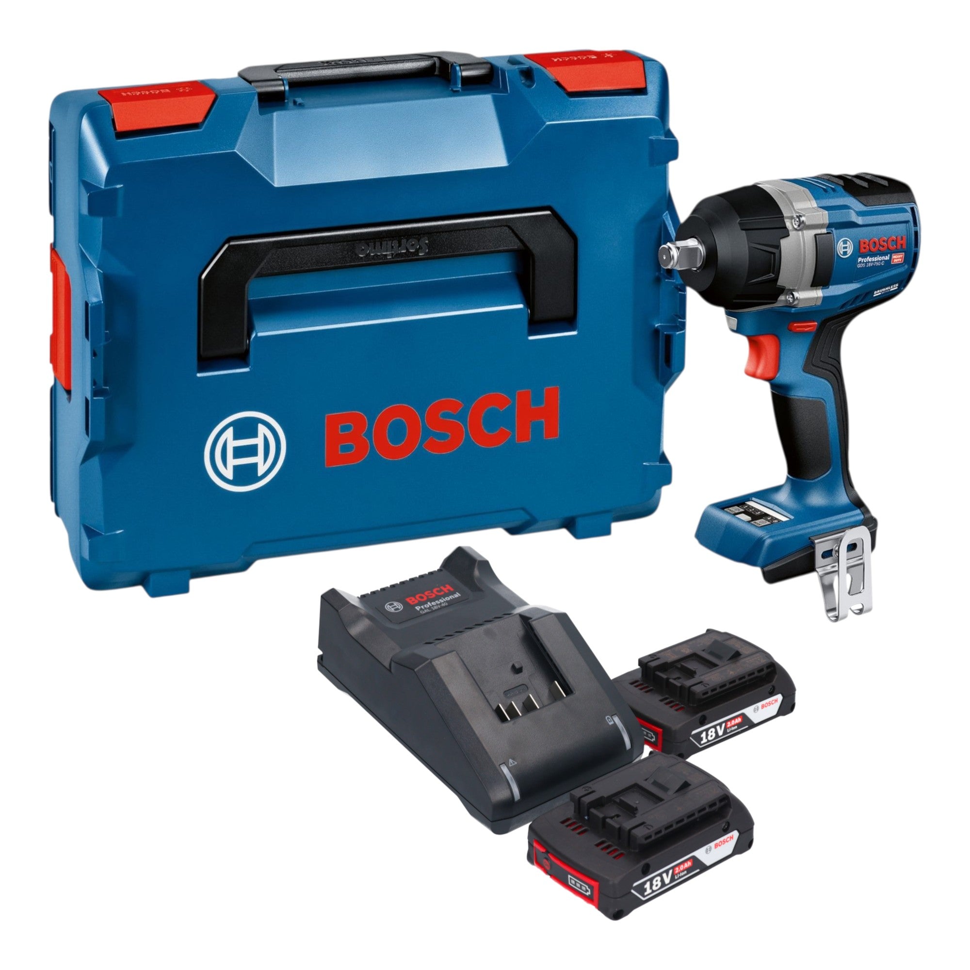 Bosch GDS 18V 750 C Akku Schlagschrauber 18 V 750 Nm 1 2 Brushless 2x Akku 2 0 Ah Ladegeraet L Boxx 0 - toolbrothers