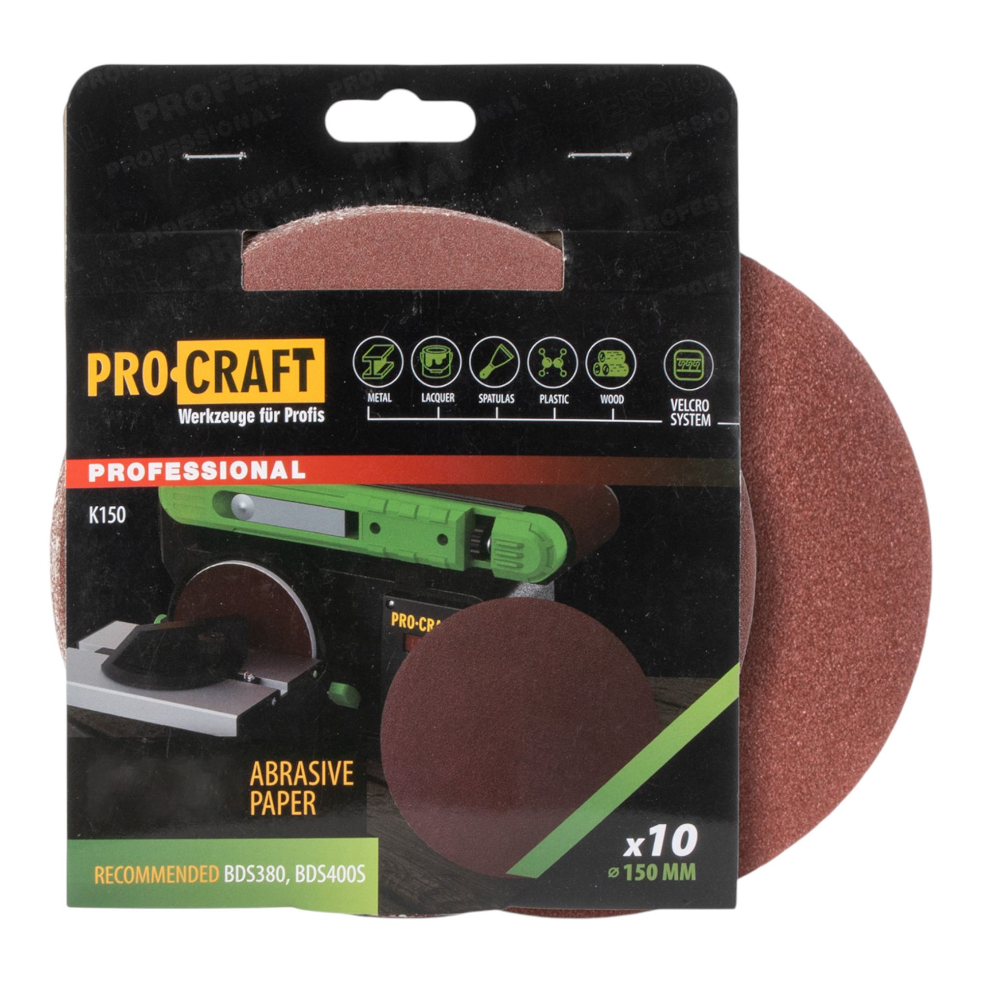 Procraft K150 180 Schleifpapier Klett 150 mm P180 10 Stk fuer Exzenterschleifer 1 - toolbrothers