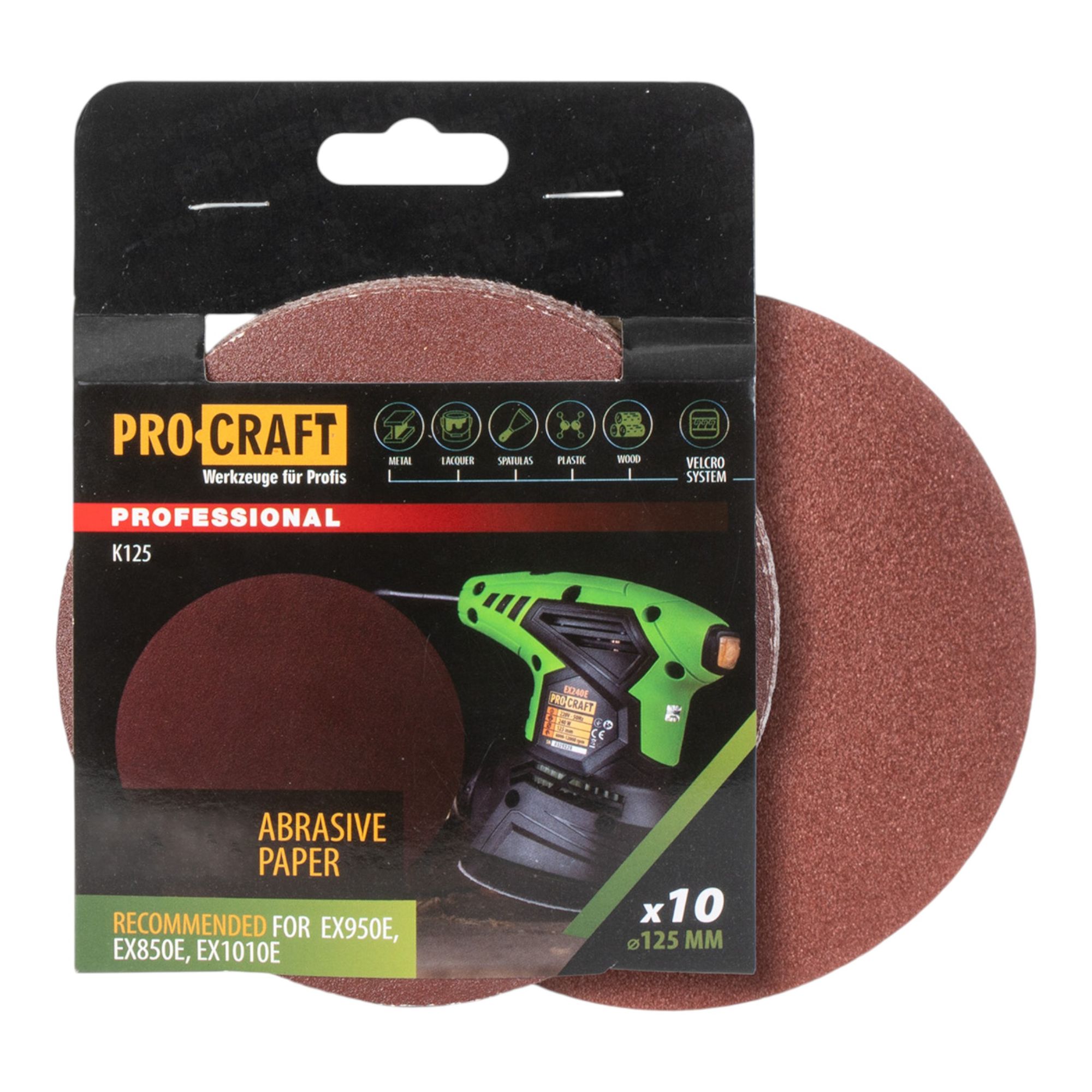 Procraft K125 120 Schleifpapier Klett 125 mm P120 10 Stk fuer Exzenterschleifer 0 - toolbrothers