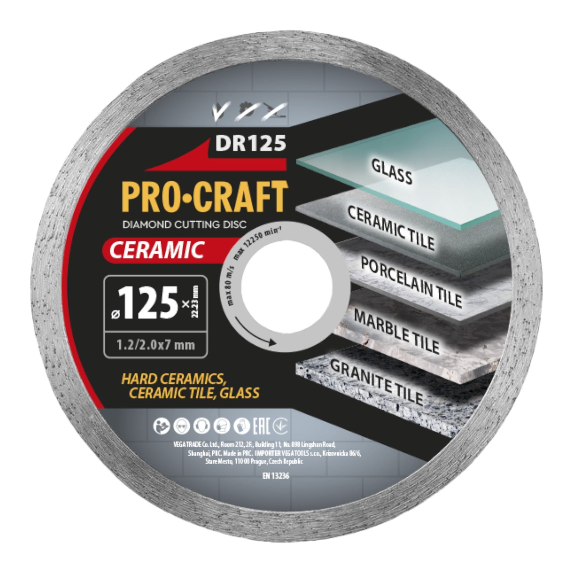 Procraft DR125 Diamanttrennscheibe Ceramic 125 x 22 23 mm 1 - toolbrothers