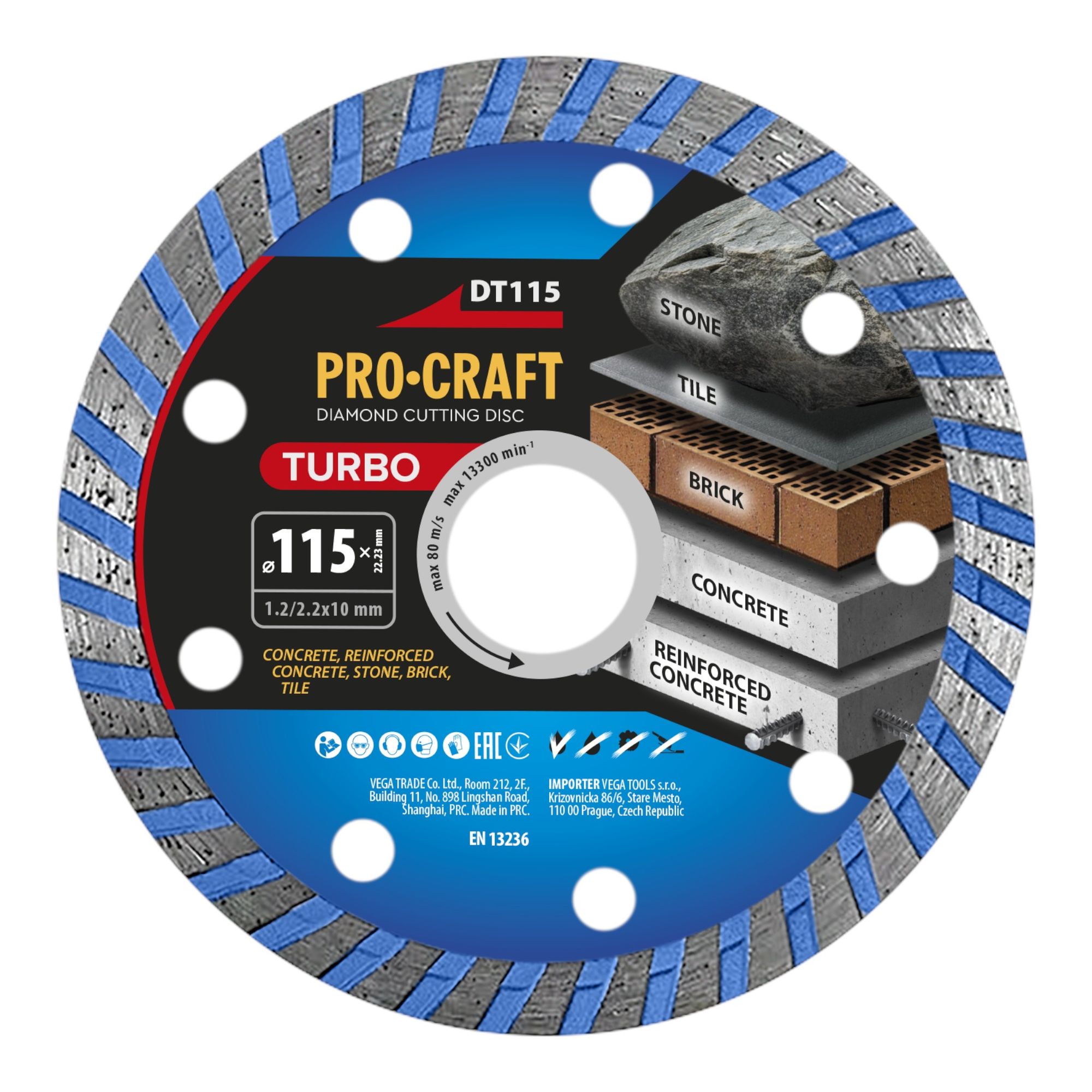 Procraft DT115 Diamanttrennscheibe Turbo 115 x 22 23 mm 1 - toolbrothers