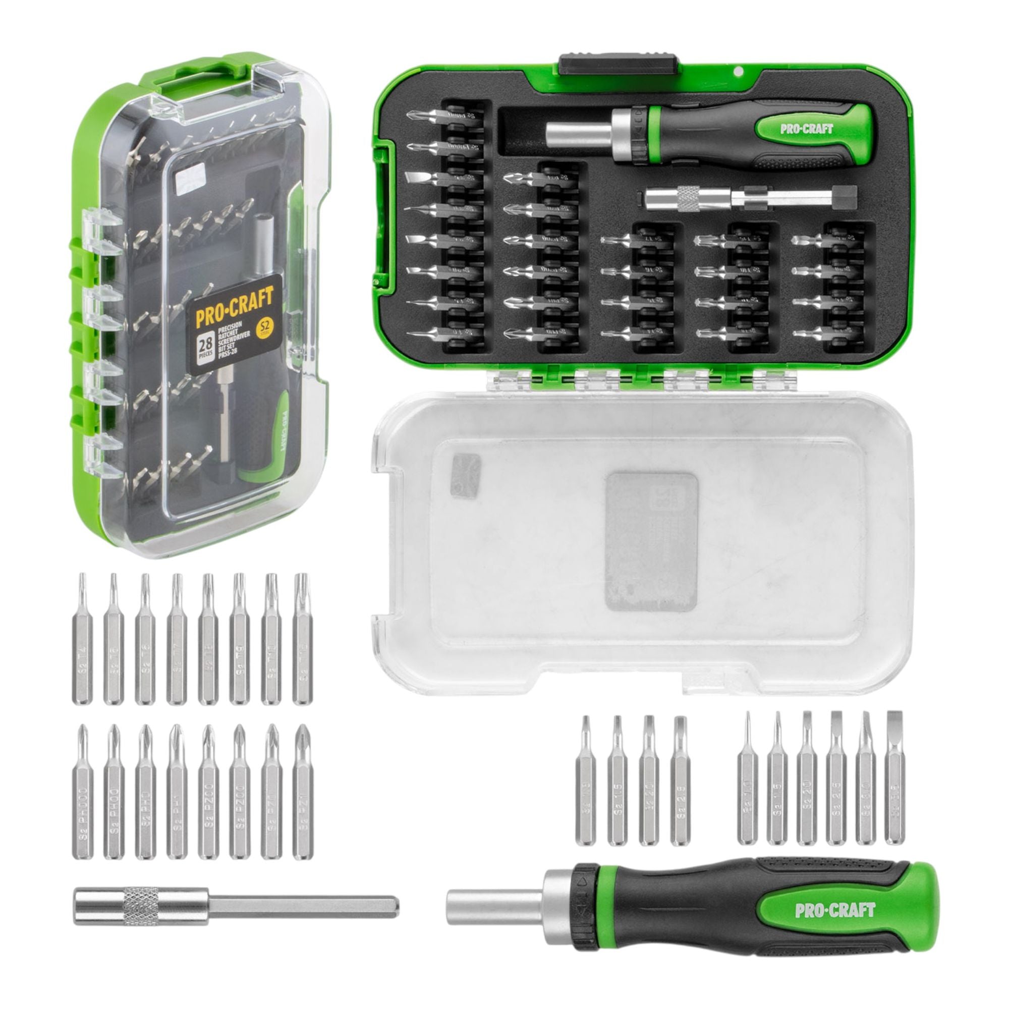 Procraft PRSS 28 Bit Set 28 tlg 28 mm Phillips Pozidriv Torx Hex Schlitz 0 - toolbrothers