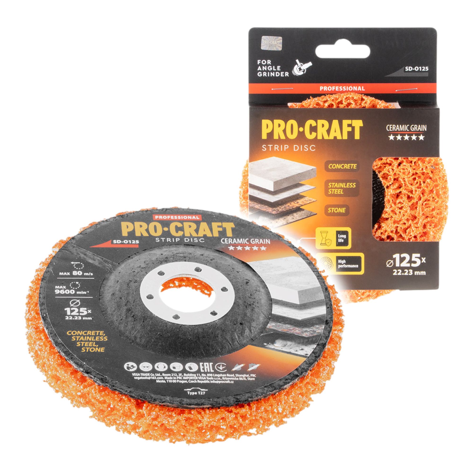 Procraft SD O125 Schleifscheibe Ceramic Grain 125 x 22 23 mm fuer Winkelschleifer 0 - toolbrothers