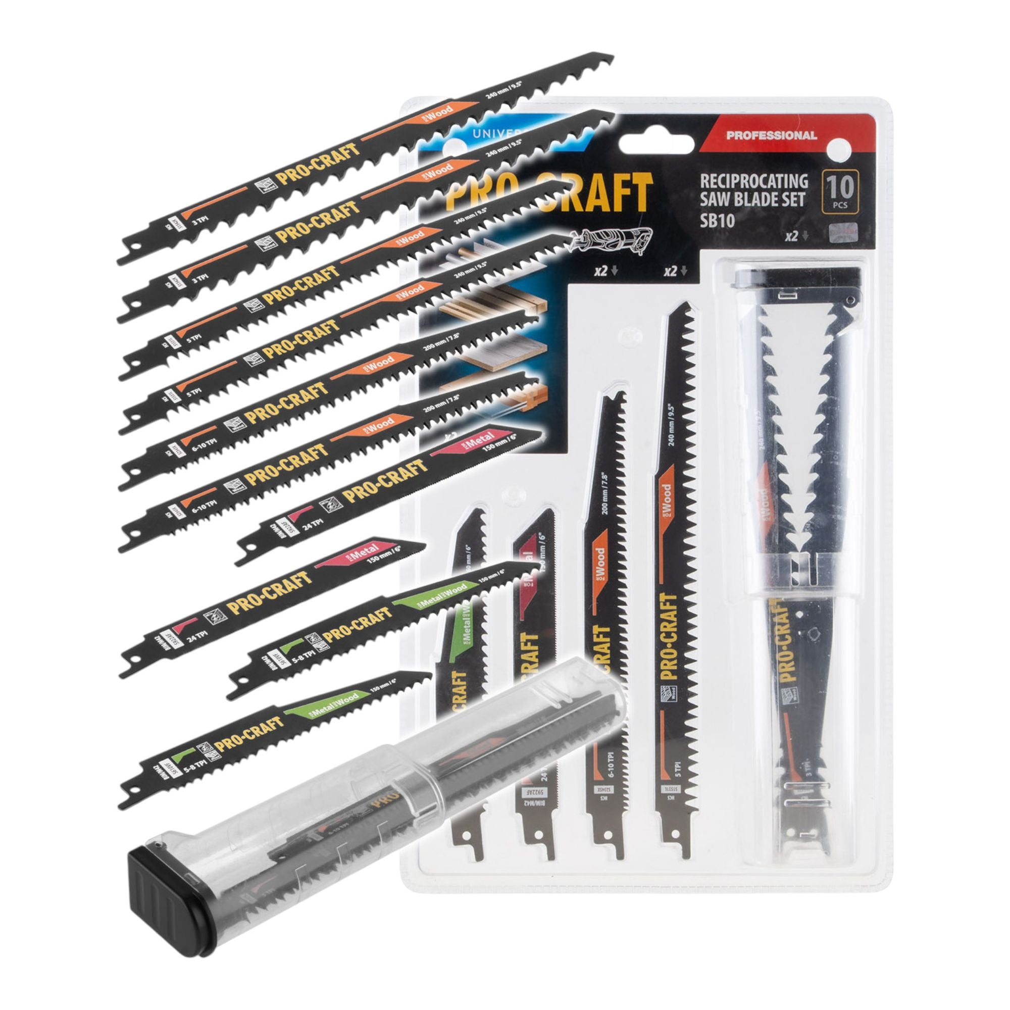 Procraft SB10 Saebelsaegeblatt Set 10 tlg 150 240 mm fuer Holz Metall Kunststoff 0 - toolbrothers