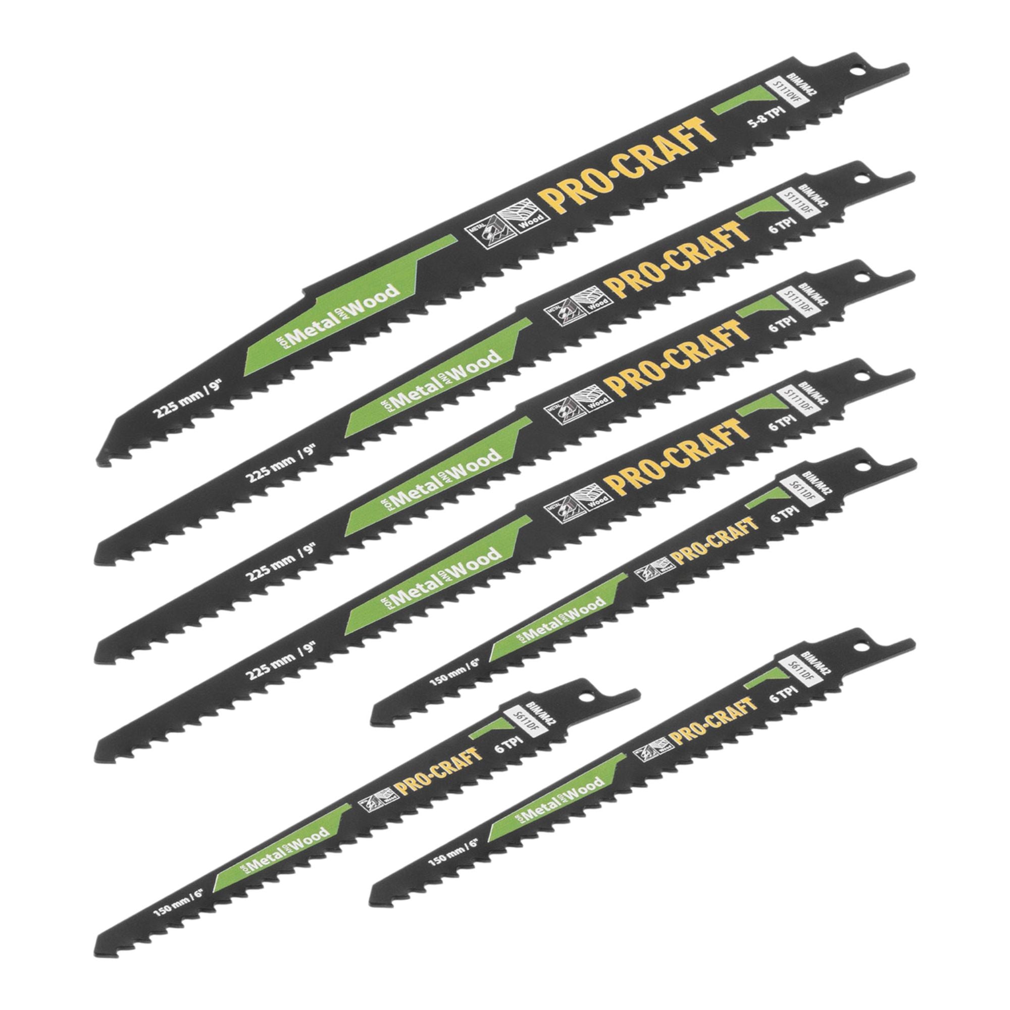 Procraft SB12 Saebelsaegeblatt Set 12 tlg 150 225 mm fuer Holz Metall Kunststoff 1 - toolbrothers
