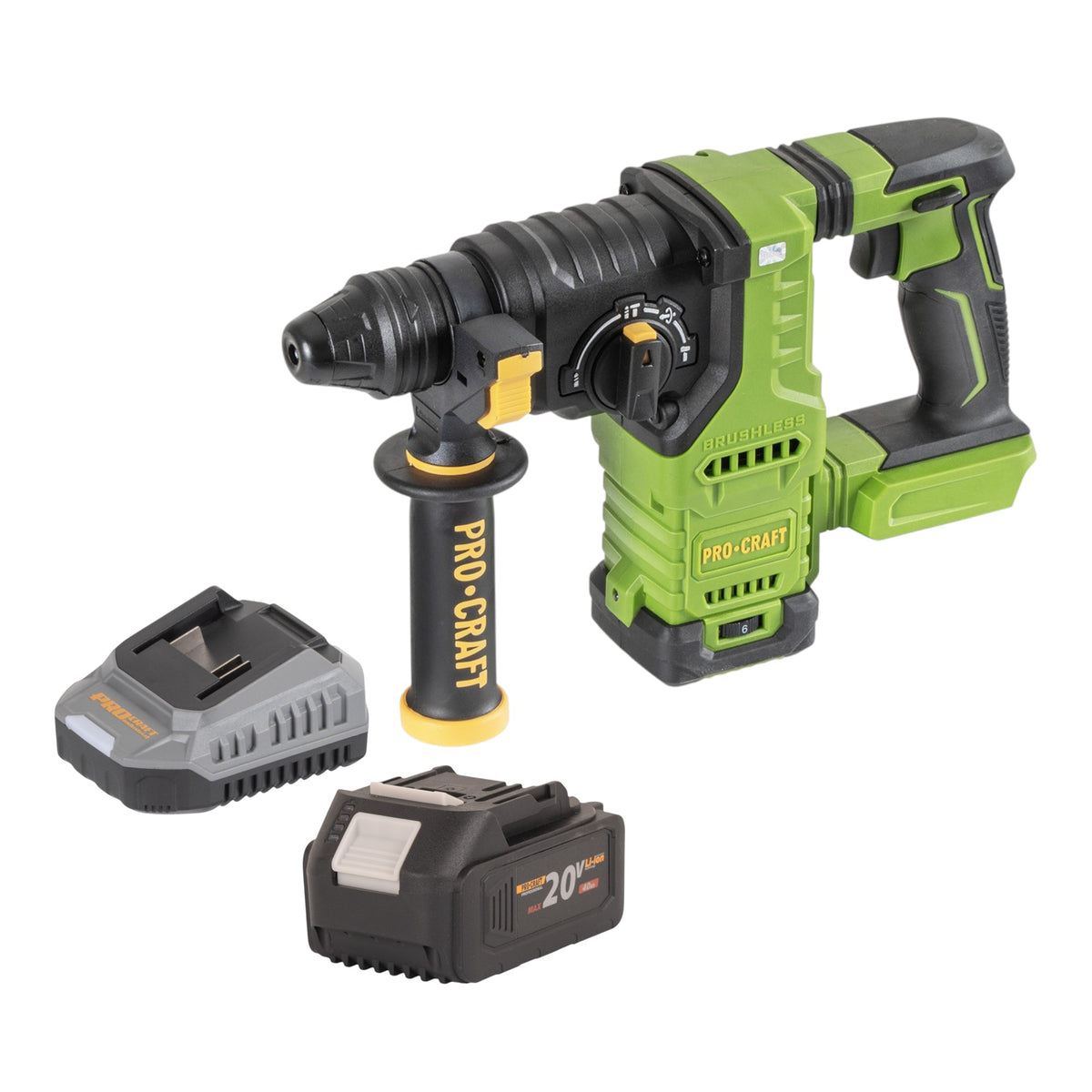 Procraft PHA30bb Trapano a percussione a batteria 20 V 2,8 J SDS plus Brushless Solo - senza batteria, senza caricabatteria
