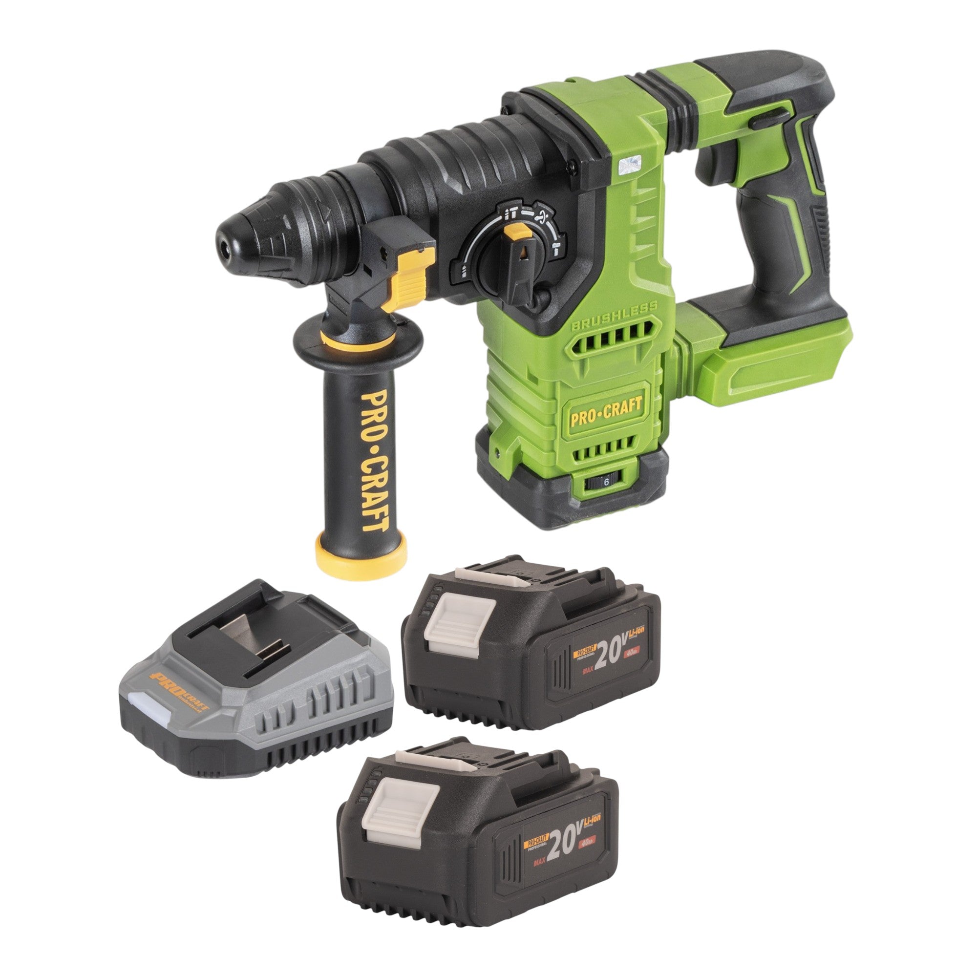 Procraft PHA30bb Akku Bohrhammer 20 V 2 8 J SDS plus Brushless 2x Akku 4 0 Ah Ladegeraet 0 - toolbrothers