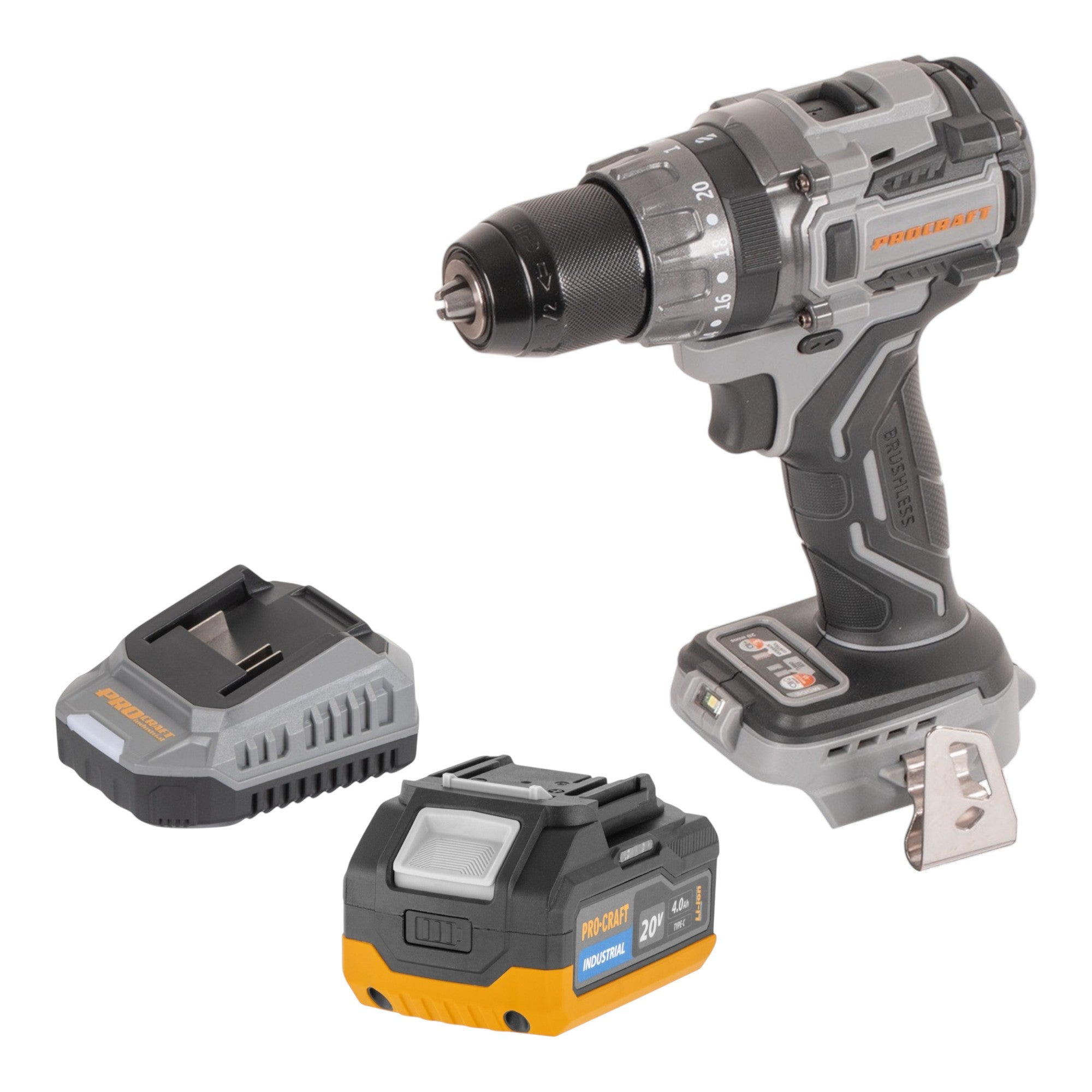 Procraft Industrial CD20Abb Akku Schlagbohrschrauber 20 V 85 Nm 1x Akku 4 0 Ah Ladegeraet 0 - toolbrothers
