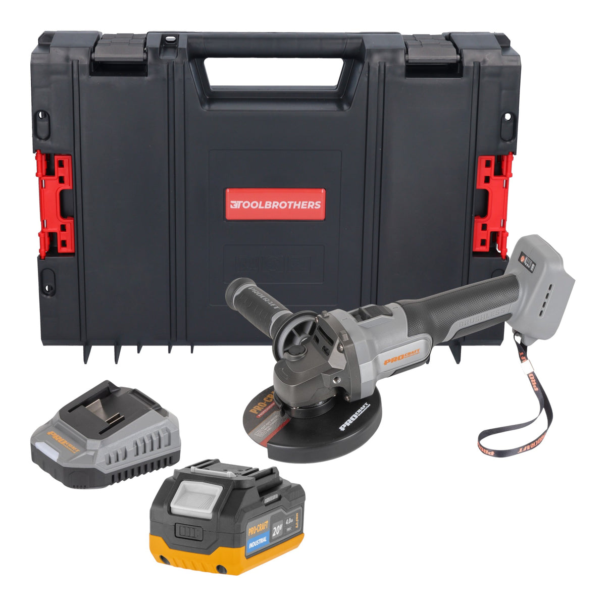 Procraft Industrial AG125Abb Smerigliatrice angolare a batteria 20 V 125 mm Brushless Solo - senza batteria, senza caricabatterie