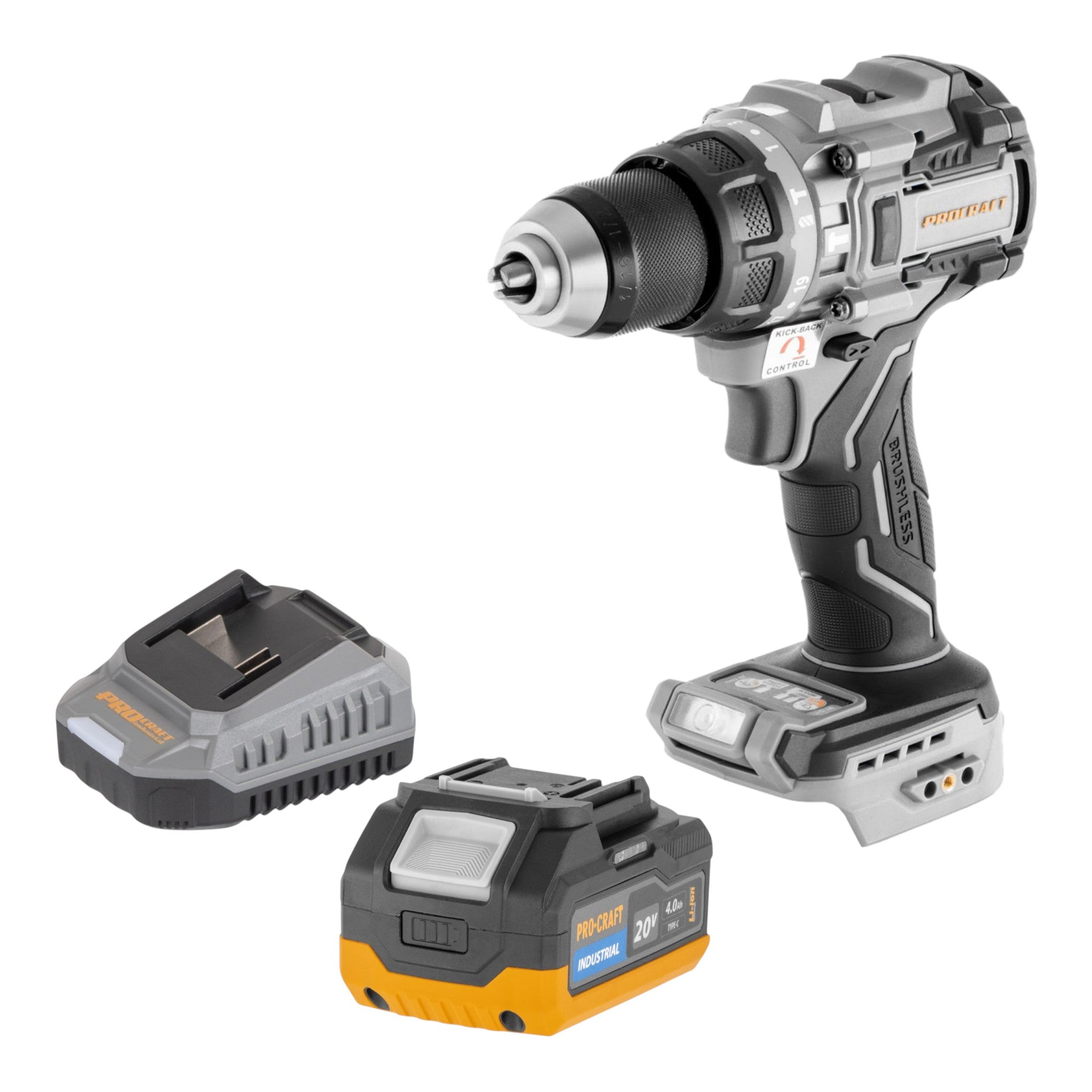 ProCraft Industrial CD20C BB Akku Schlagbohrschrauber 20 V 120 Nm Brushless 1x Akku 4 0 Ah Ladegeraet 0 - toolbrothers