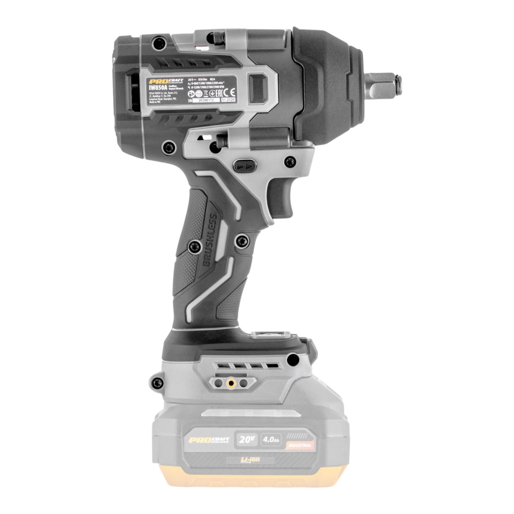ProCraft Industrial IW850A BB Akku Schlagschrauber 20 V 850 Nm 1 2 Brushless 1x Akku 4 0 Ah ohne Ladegeraet 4 - toolbrothers
