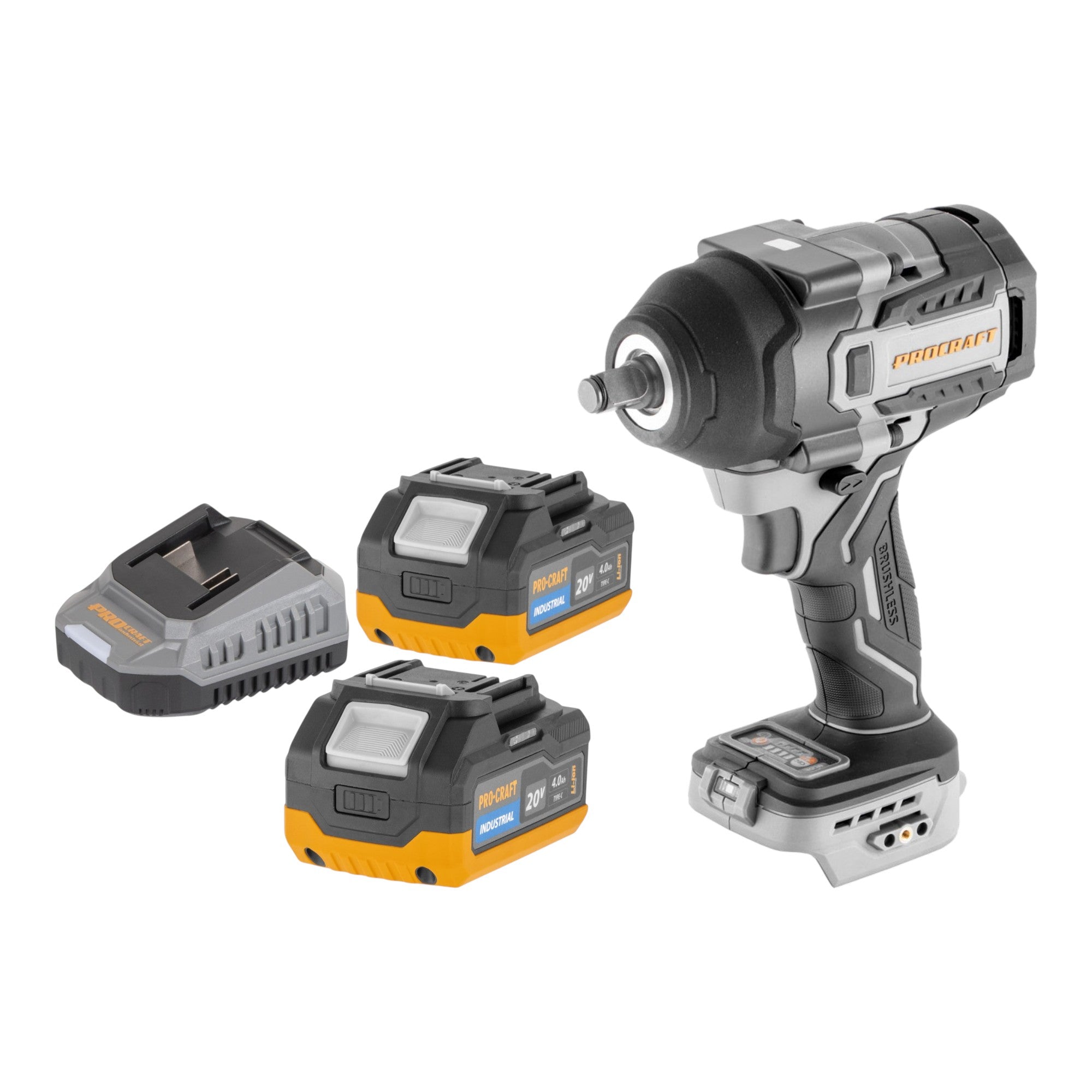 ProCraft Industrial IW850A BB Akku Schlagschrauber 20 V 850 Nm 1 2 Brushless 2x Akku 4 0 Ah Ladegeraet 0 - toolbrothers