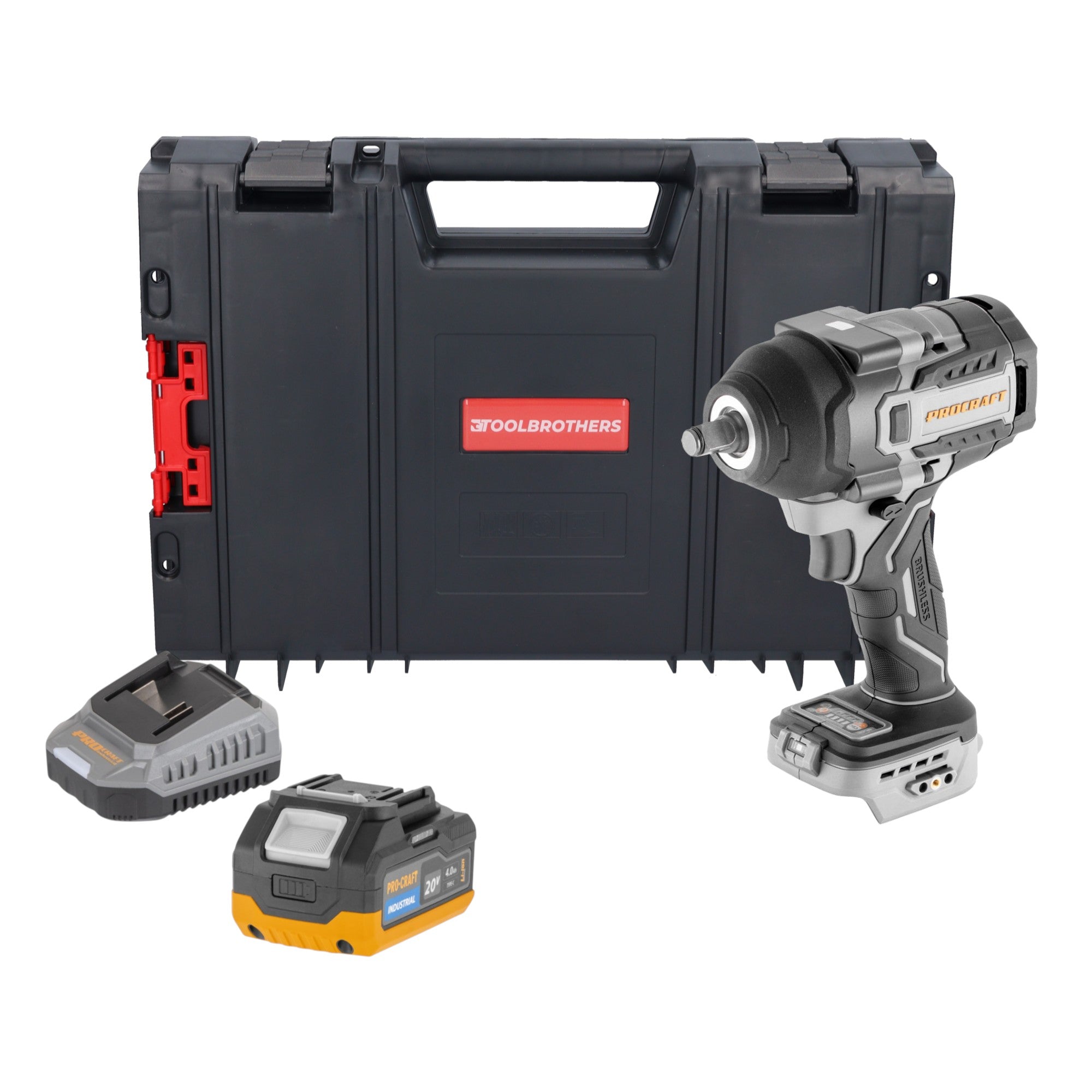 ProCraft Industrial IW850A BB Akku Schlagschrauber 20 V 850 Nm 1 2 Brushless 1x Akku 4 0 Ah Ladegeraet RHINO Toolcase 0 - toolbrothers