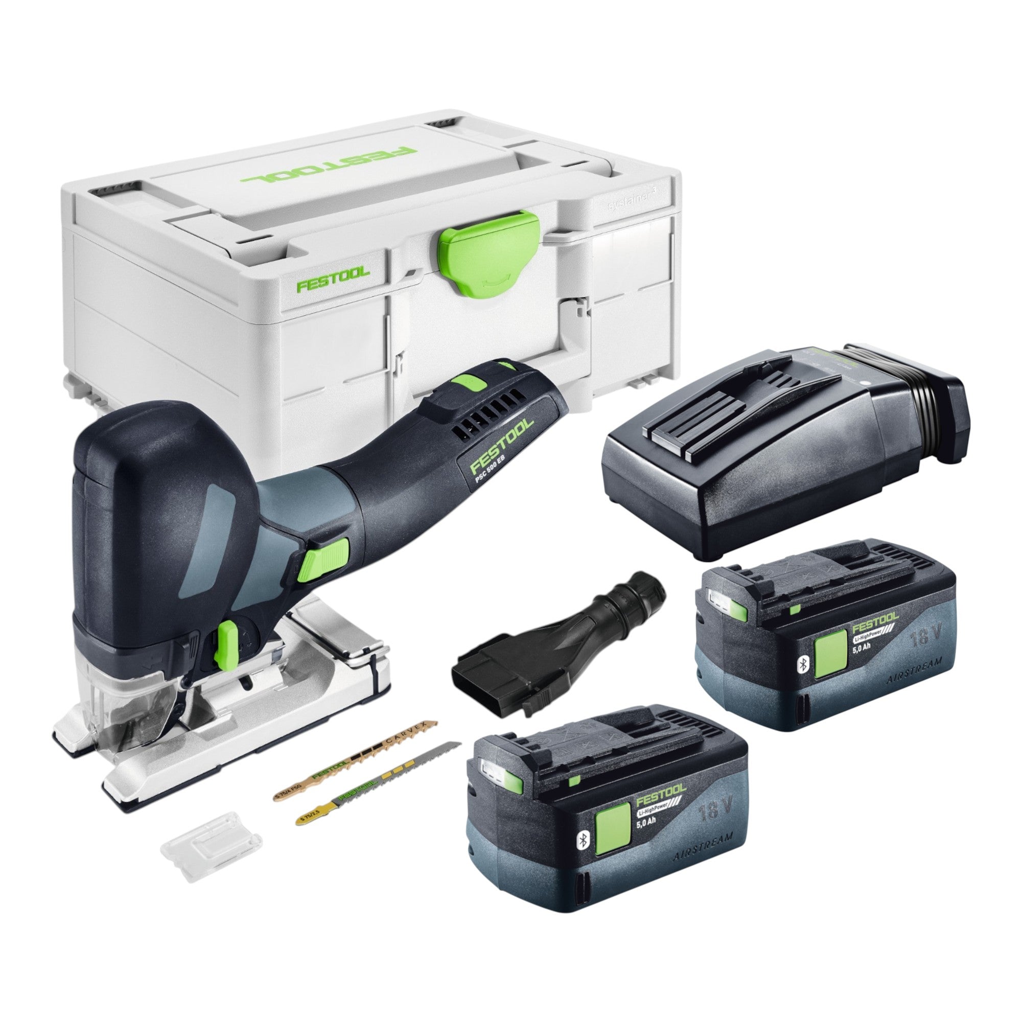 Festool PSC 500 EB Basic Akku Pendelstichsaege 18 V 120 mm 2x Akku 5 0 Ah Ladegeraet Systainer 0 - toolbrothers