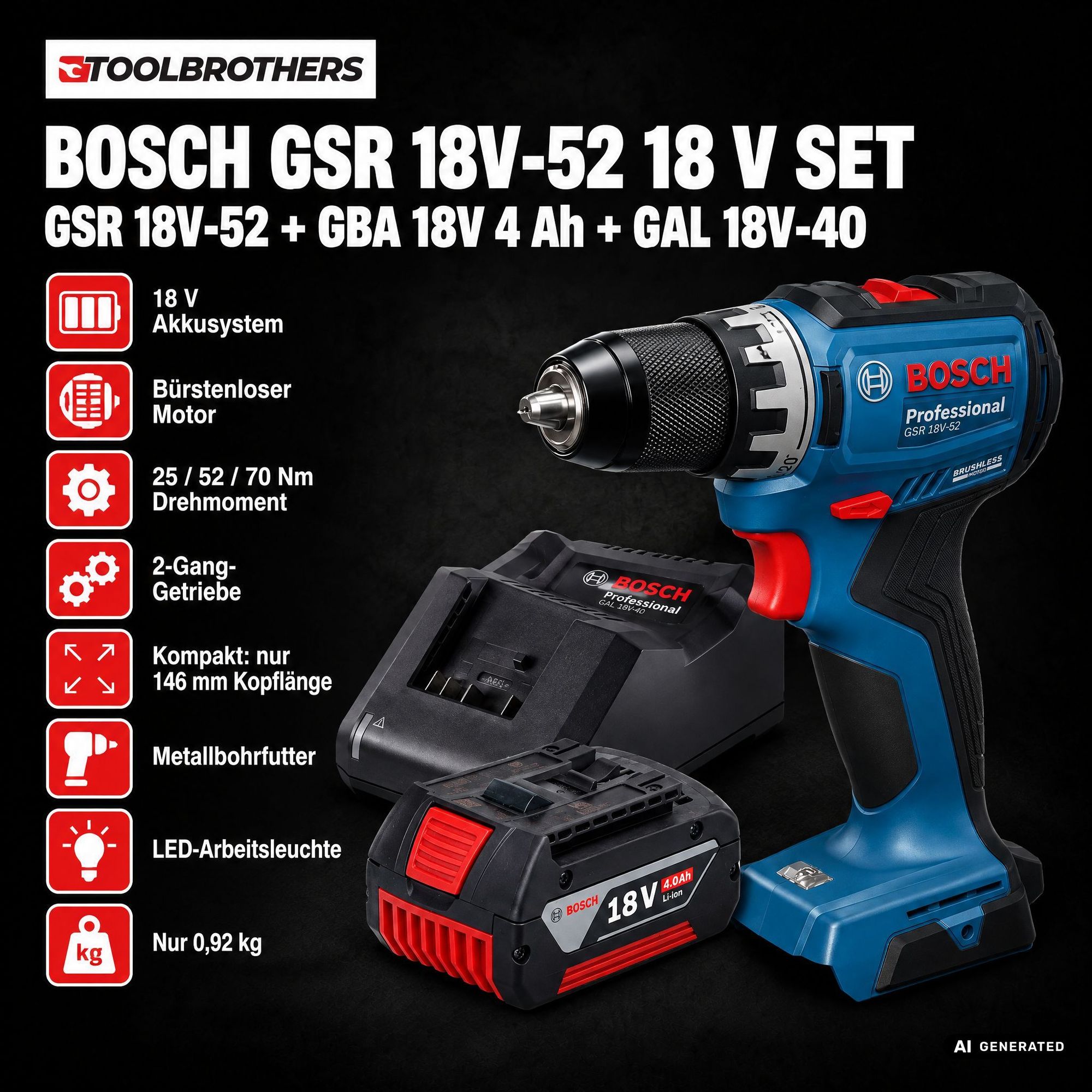 Toolbrothers Powertools Kalender 2026 Bosch GSR 18V 52 Professional Edition Gr M 1 - toolbrothers