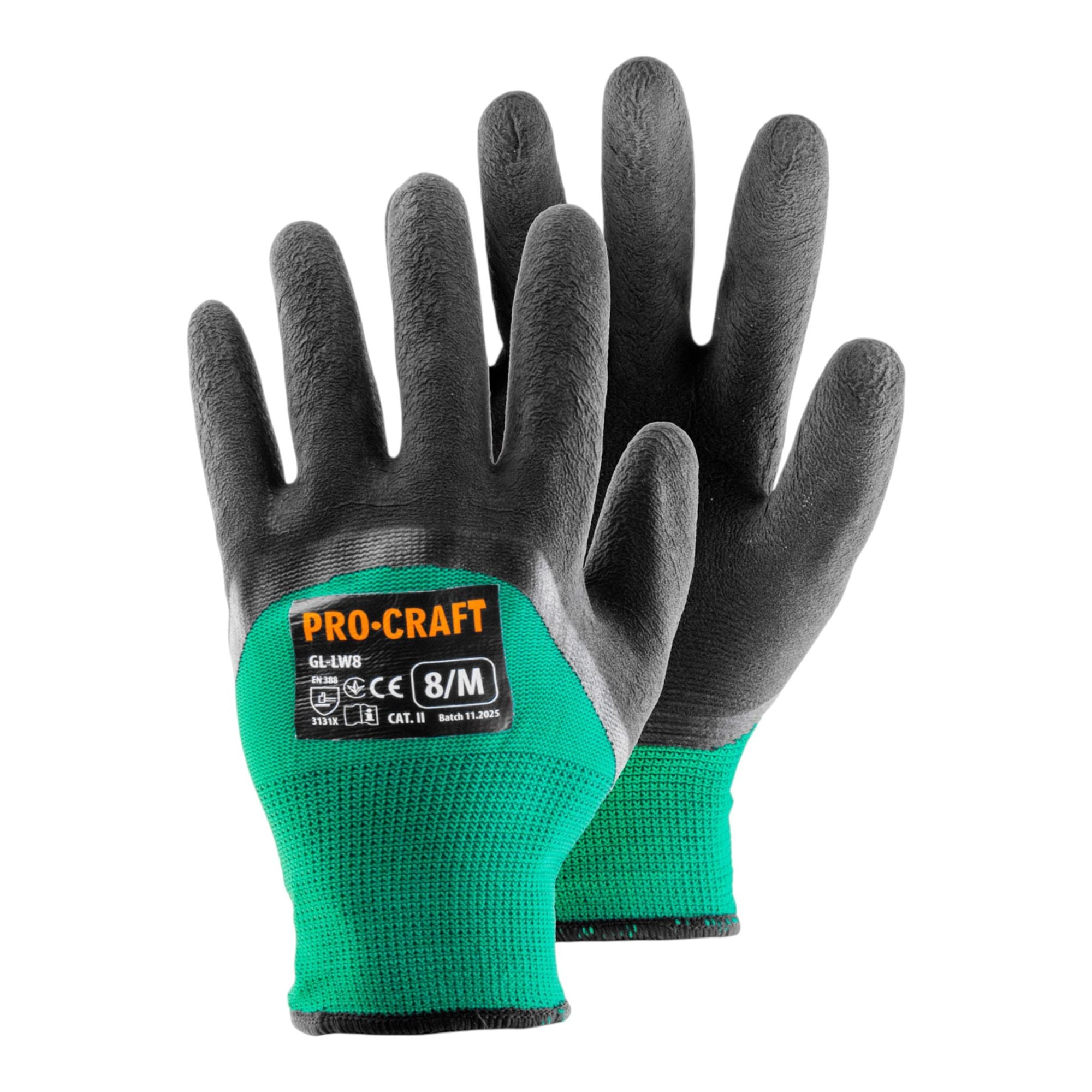 Procraft GL LW9 Arbeits handschuhe mit Latex beschichtung 10 Paar Groesse L 0 - toolbrothers