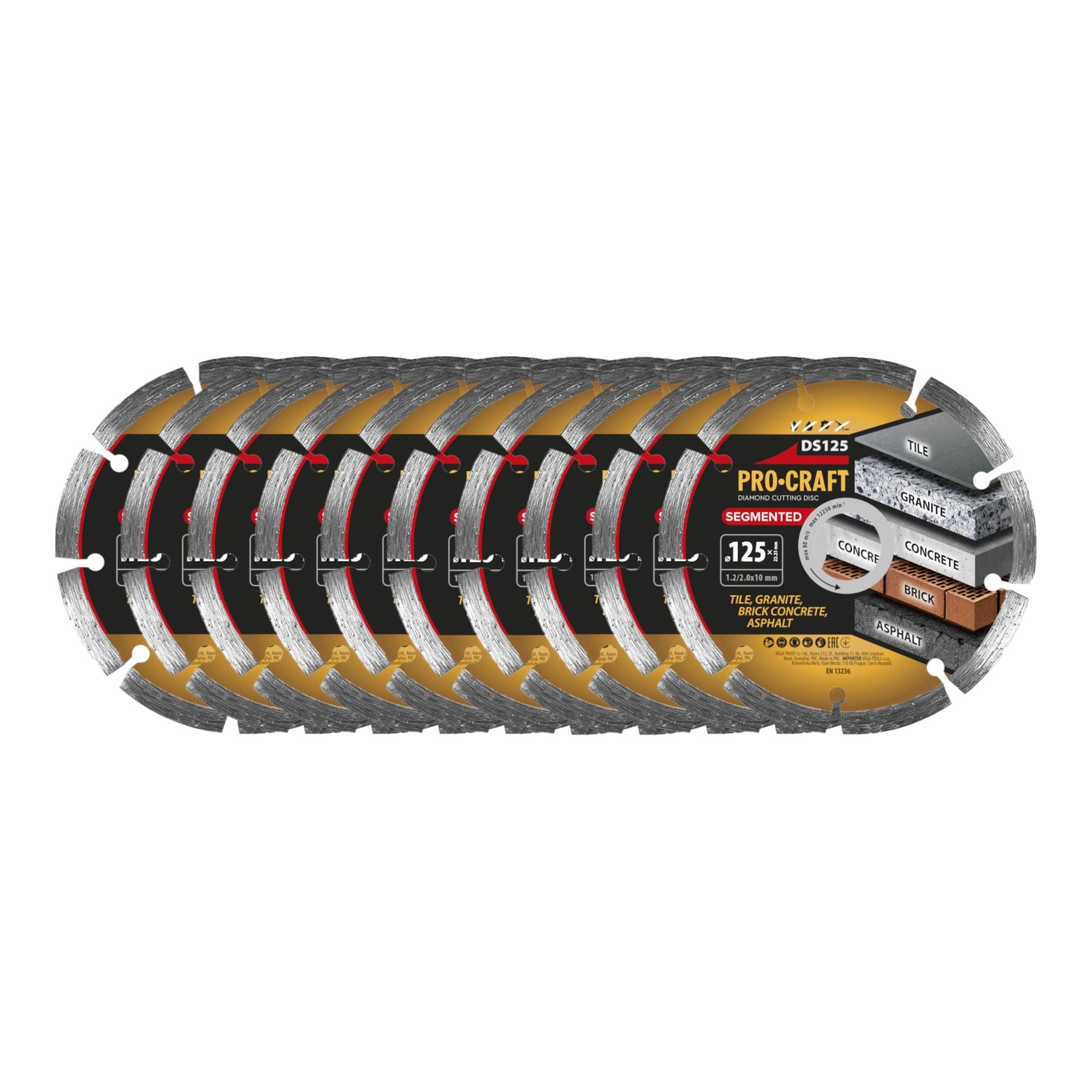 Procraft DS125 Diamanttrennscheibe 125 x 22 23 mm 10 Stueck 0 - toolbrothers