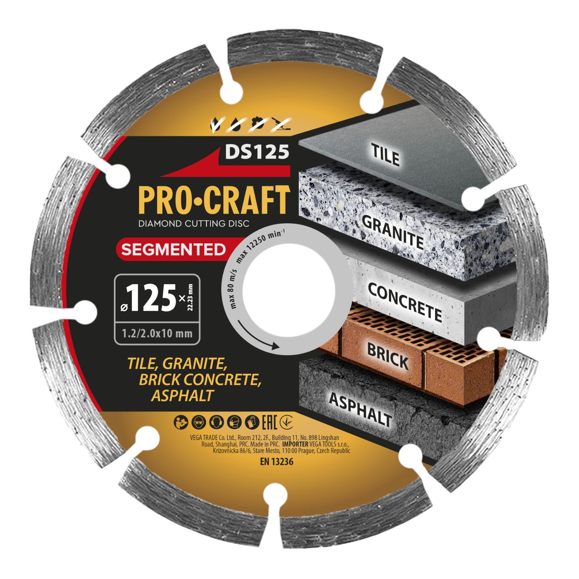 Procraft DS125 Diamanttrennscheibe 125 x 22 23 mm 10 Stueck 1 - toolbrothers