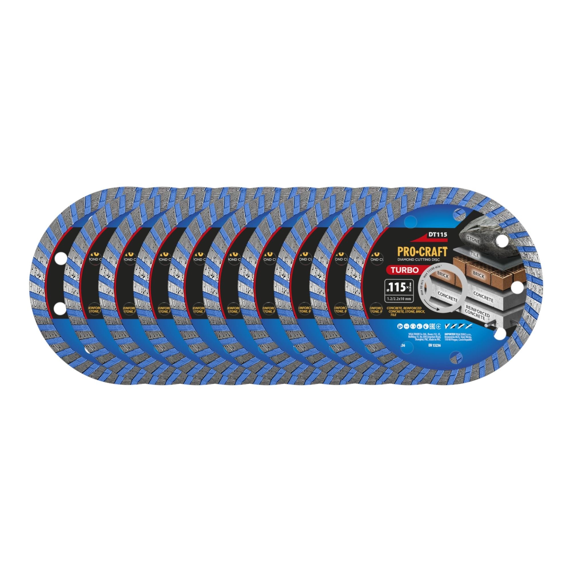 Procraft DT115 Diamanttrennscheibe Turbo 115 x 22 23 mm 10 Stueck 0 - toolbrothers