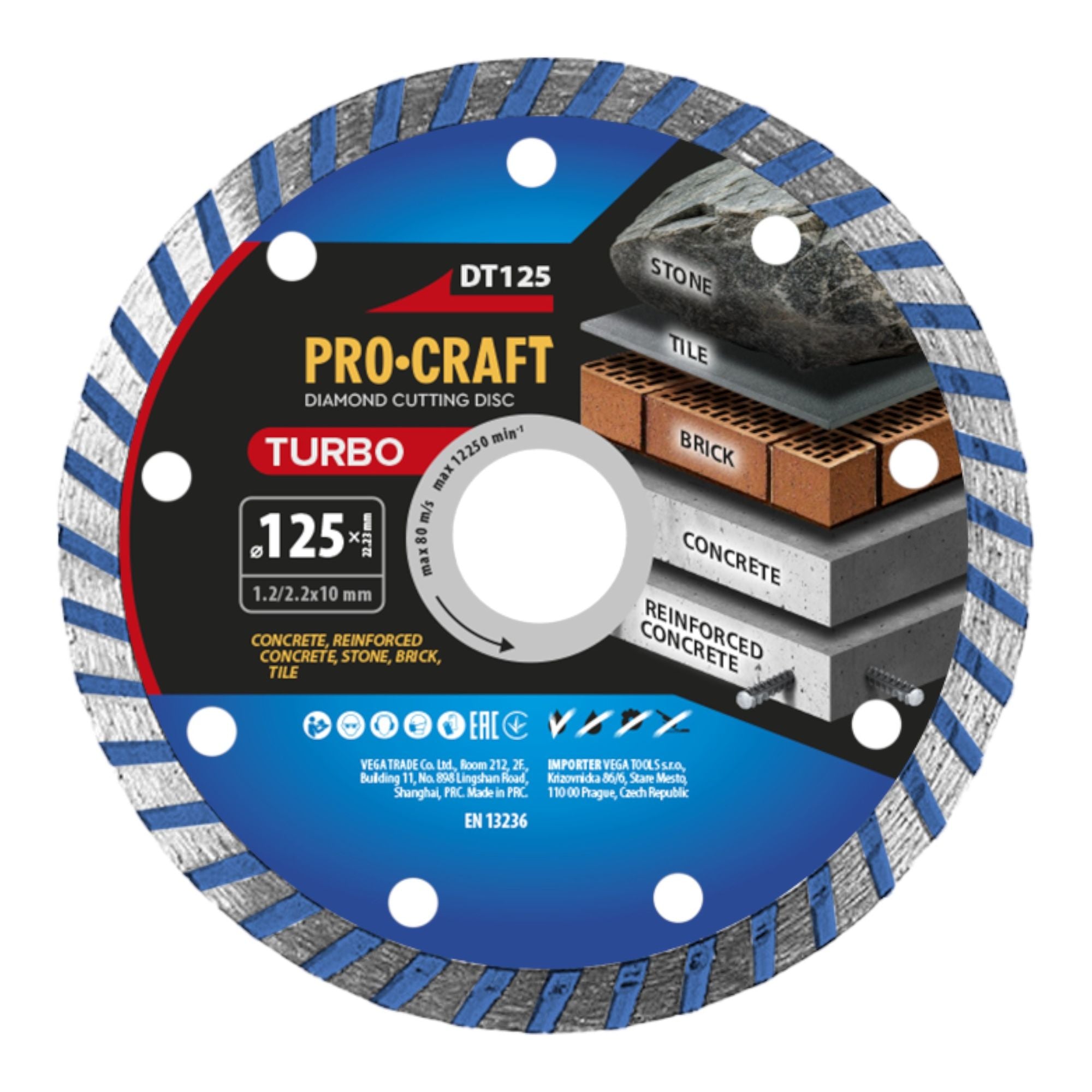Procraft DT125 Diamanttrennscheibe Turbo 125 x 22 23 mm 10 Stueck 1 - toolbrothers