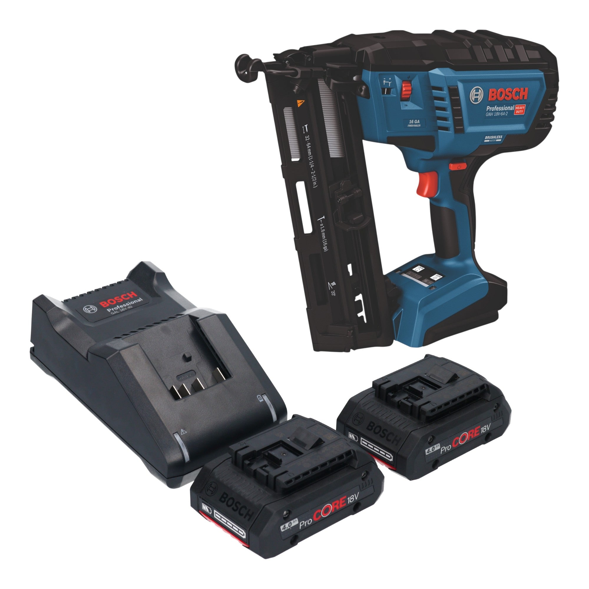 Bosch GNH 18V 64 2 Professional Akku Holznagler 18 V 1 6 x 32 64 mm Brushless 2x ProCORE Akku 4 0 Ah Ladegeraet 0 - toolbrothers