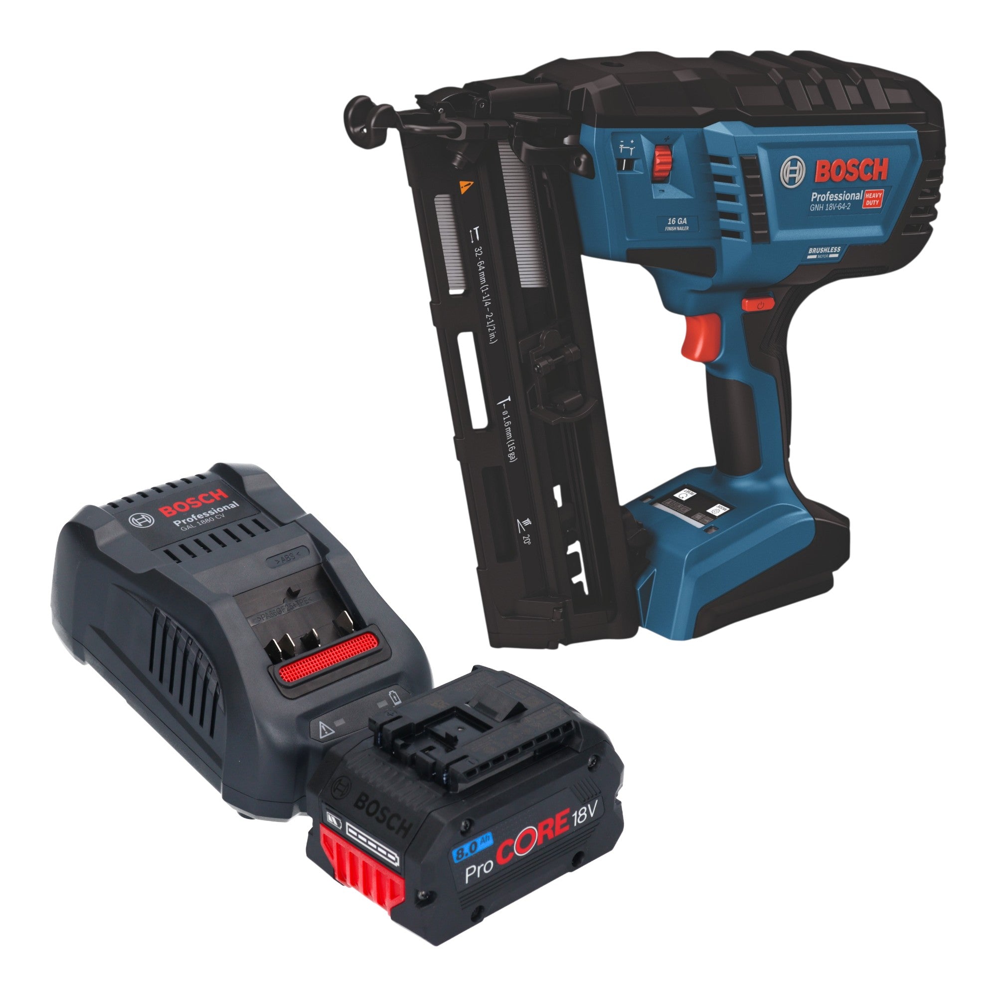 Bosch GNH 18V 64 2 Professional Akku Holznagler 18 V 1 6 x 32 64 mm Brushless 1x ProCORE Akku 8 0 Ah Ladegeraet 0 - toolbrothers