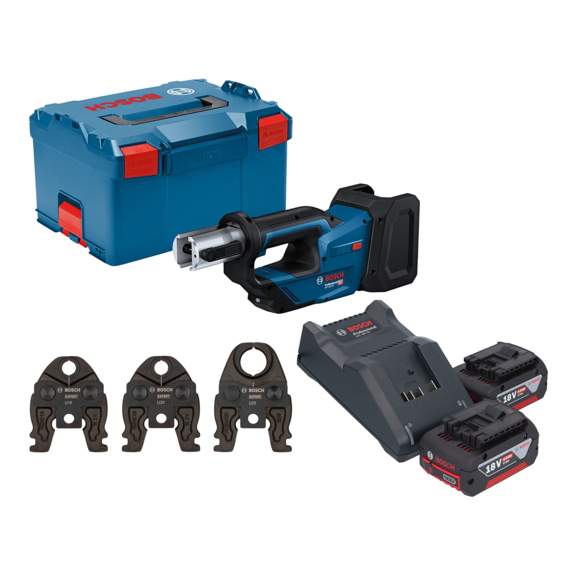 Bosch GPT 18V 19 Professional Akku Presswerkzeug 18 V 21 kN 2x Akku 4 0 Ah Ladegeraet 3x Pressbacke L Boxx 0 - toolbrothers
