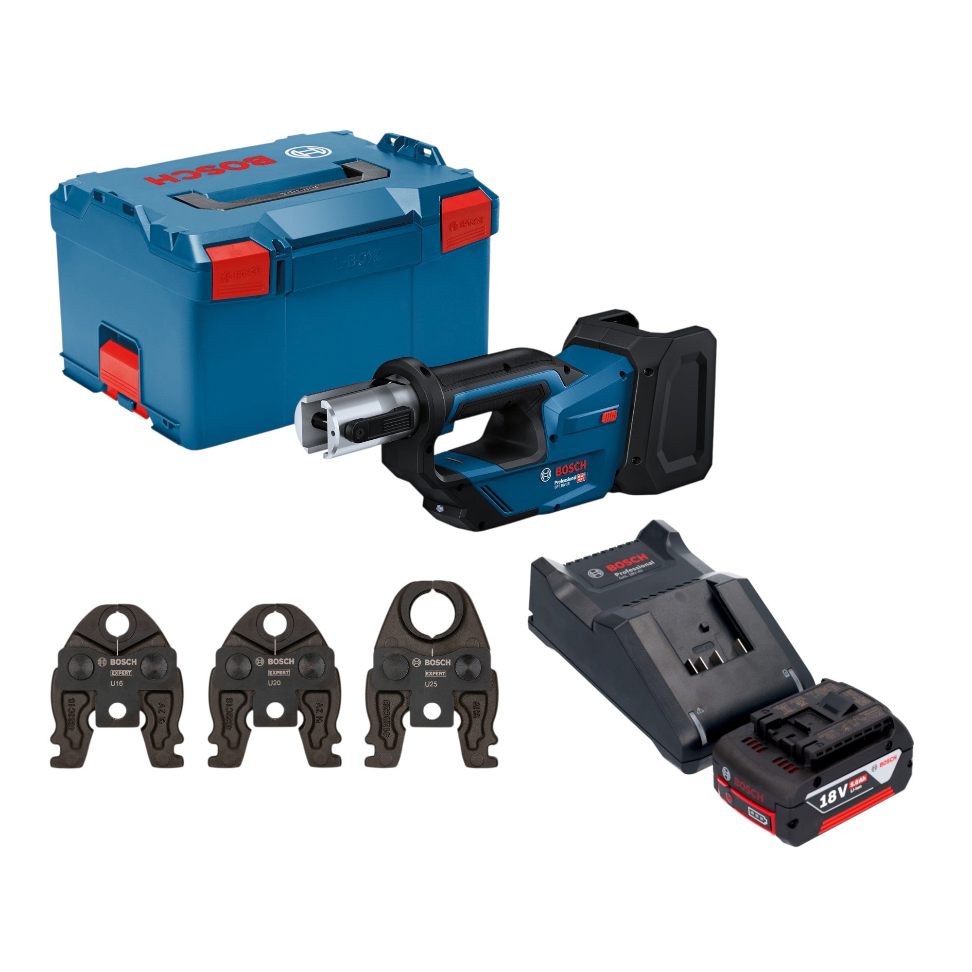 Bosch GPT 18V 19 Professional Akku Presswerkzeug 18 V 21 kN 1x Akku 5 0 Ah Ladegeraet 3x Pressbacke L Boxx 0 - toolbrothers