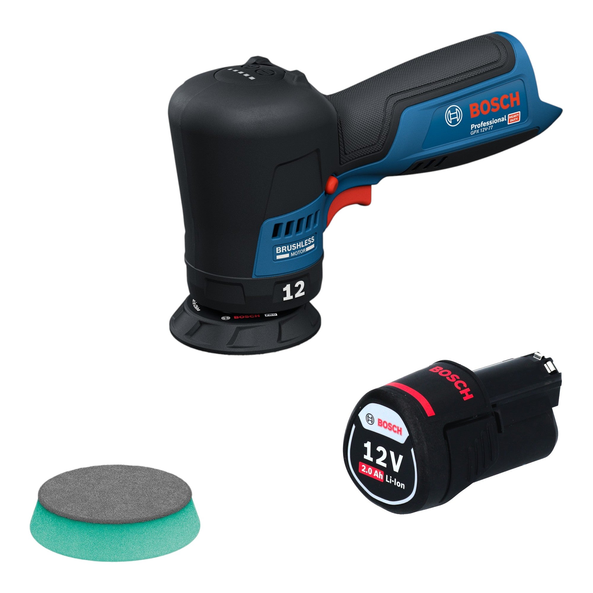 Bosch GPX 12V 77 Akku Polierer 12 V 77 mm Brushless 1x Akku 2 0 Ah ohne Ladegeraet 0 - toolbrothers