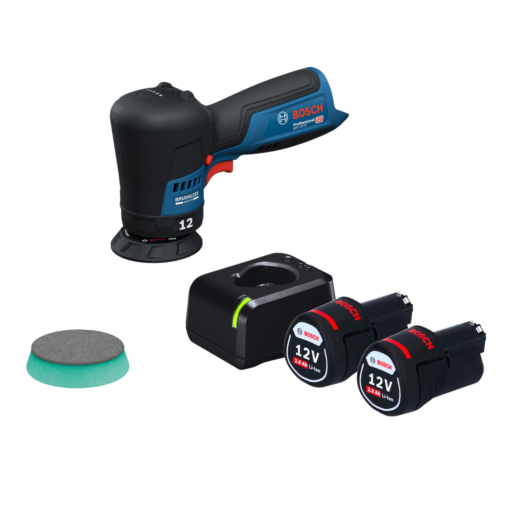 Bosch GPX 12V 77 Akku Polierer 12 V 77 mm Brushless 2x Akku 2 0 Ah Ladegeraet 0 - toolbrothers