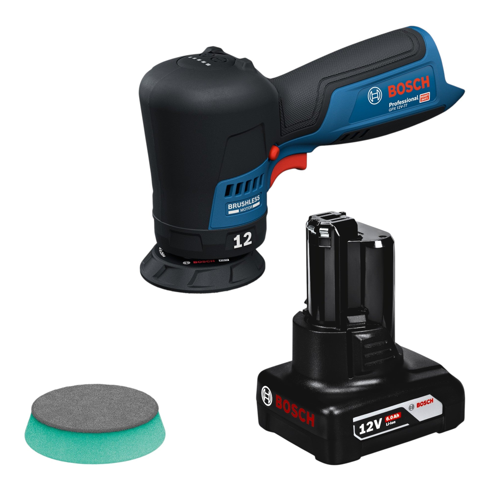 Bosch GPX 12V 77 Akku Polierer 12 V 77 mm Brushless 1x Akku 6 0 Ah ohne Ladegeraet 0 - toolbrothers