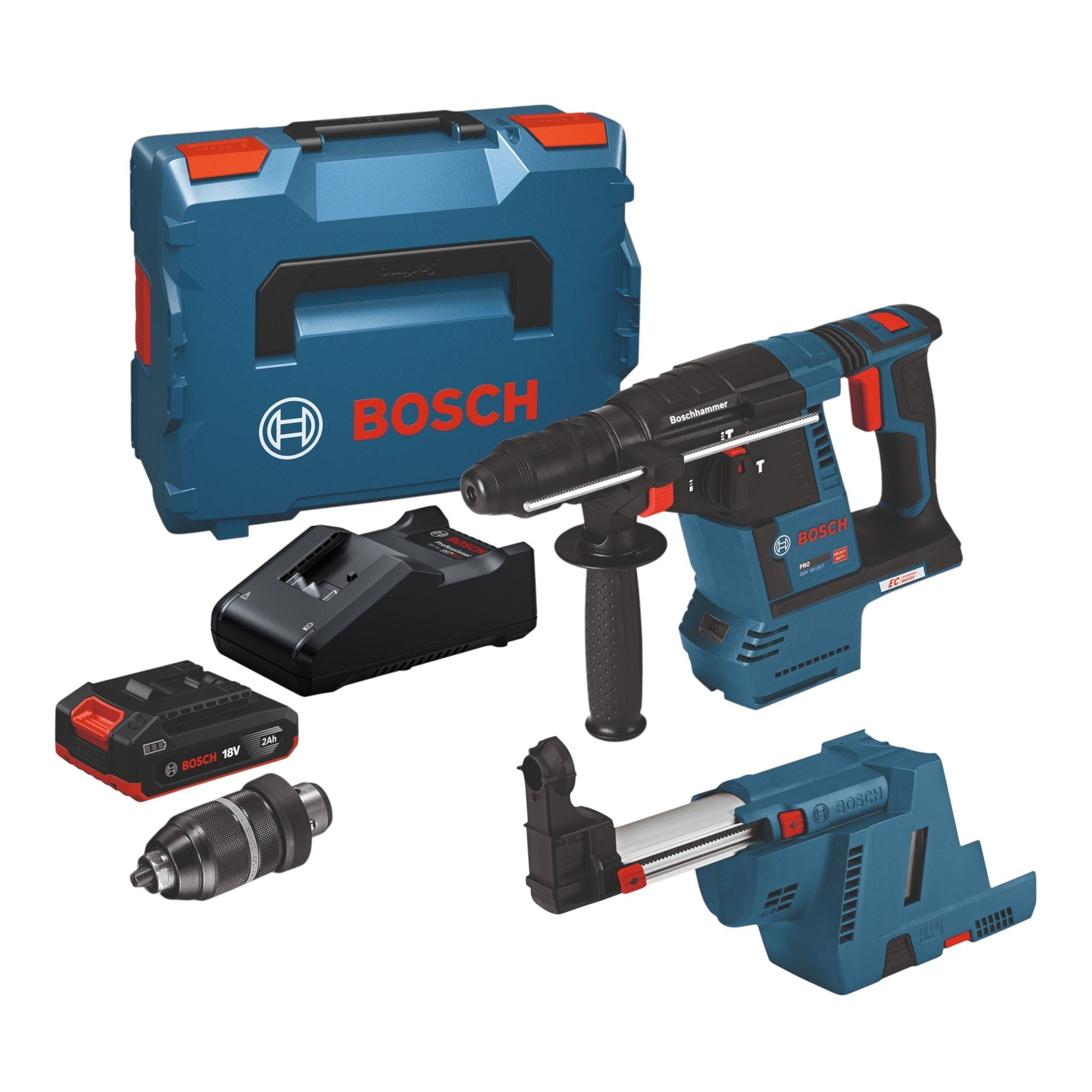 Bosch GBH 18V 26 F Professional Akku Bohrhammer 18 V 2 6 J SDS Plus Brushless 1x Akku 2 0 Ah Ladegeraet Staubabsaugung L Boxx 0 - toolbrothers