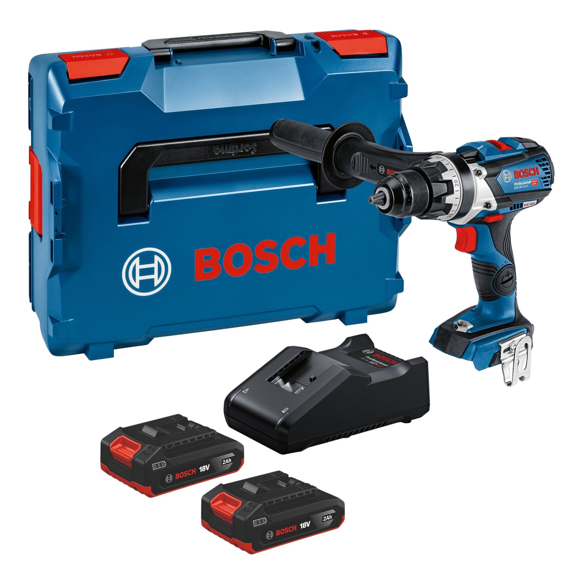 Bosch GSR 18V 110 C Professional Akku Bohrschrauber 18 V 110 Nm Brushless 2x Akku 2 0 Ah Ladegeraet L Boxx 0 - toolbrothers
