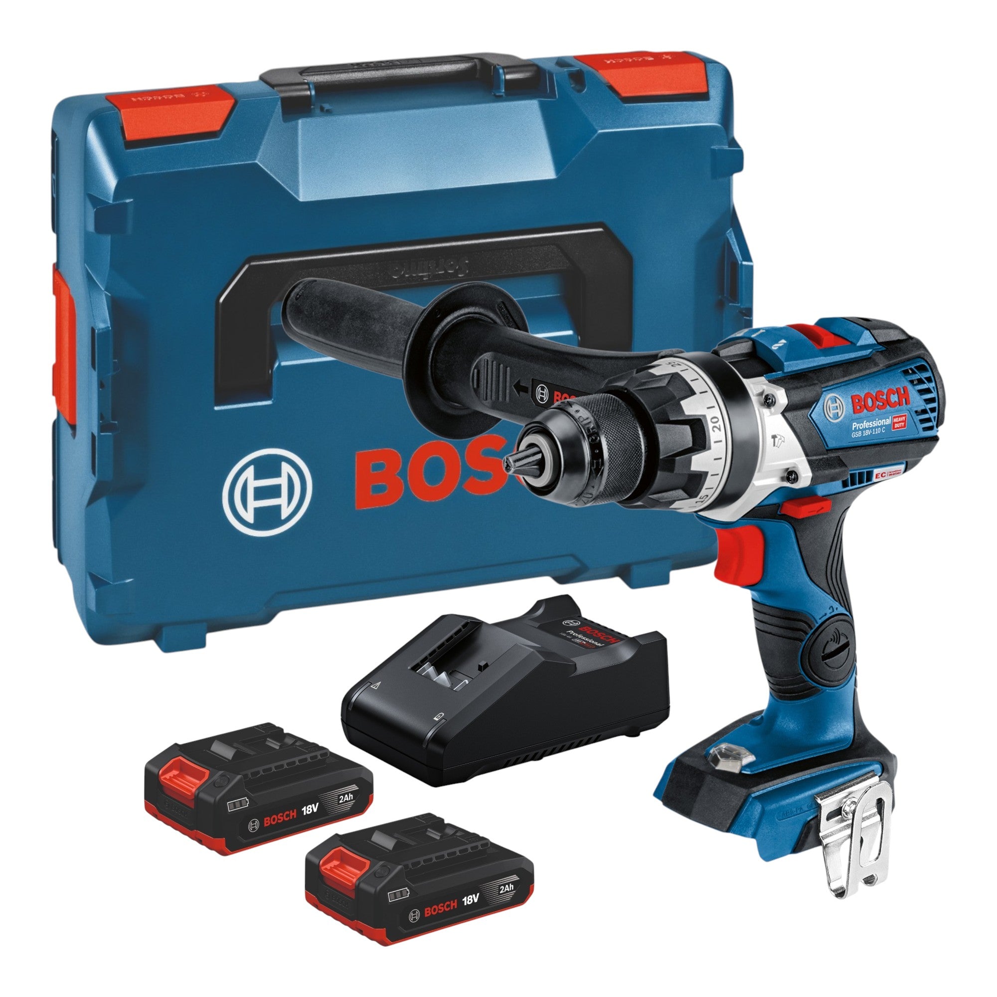 Bosch GSB 18V 110 C Akku Schlagbohrschrauber Professional 18V 110Nm 2x Akku 2 0 Ah Ladegeraet L Boxx 0 - toolbrothers