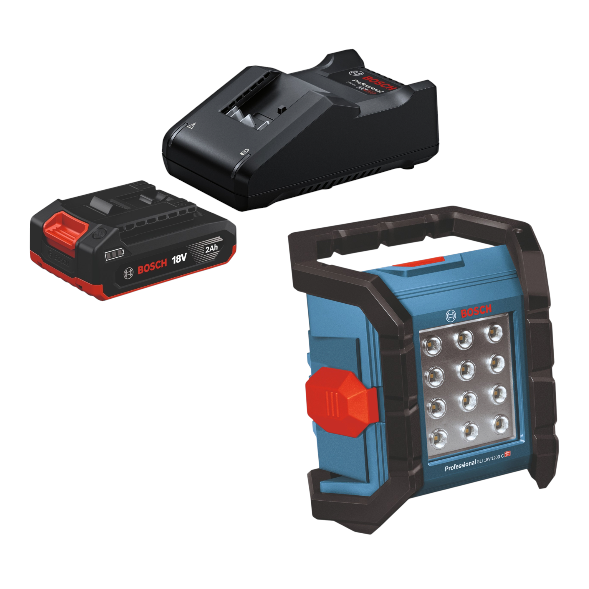 Bosch GLI 18V 1200 C Professional Akku Baustrahler 18 V 1200 lm 1x Akku 2 0 Ah Ladegeraet 0 - toolbrothers