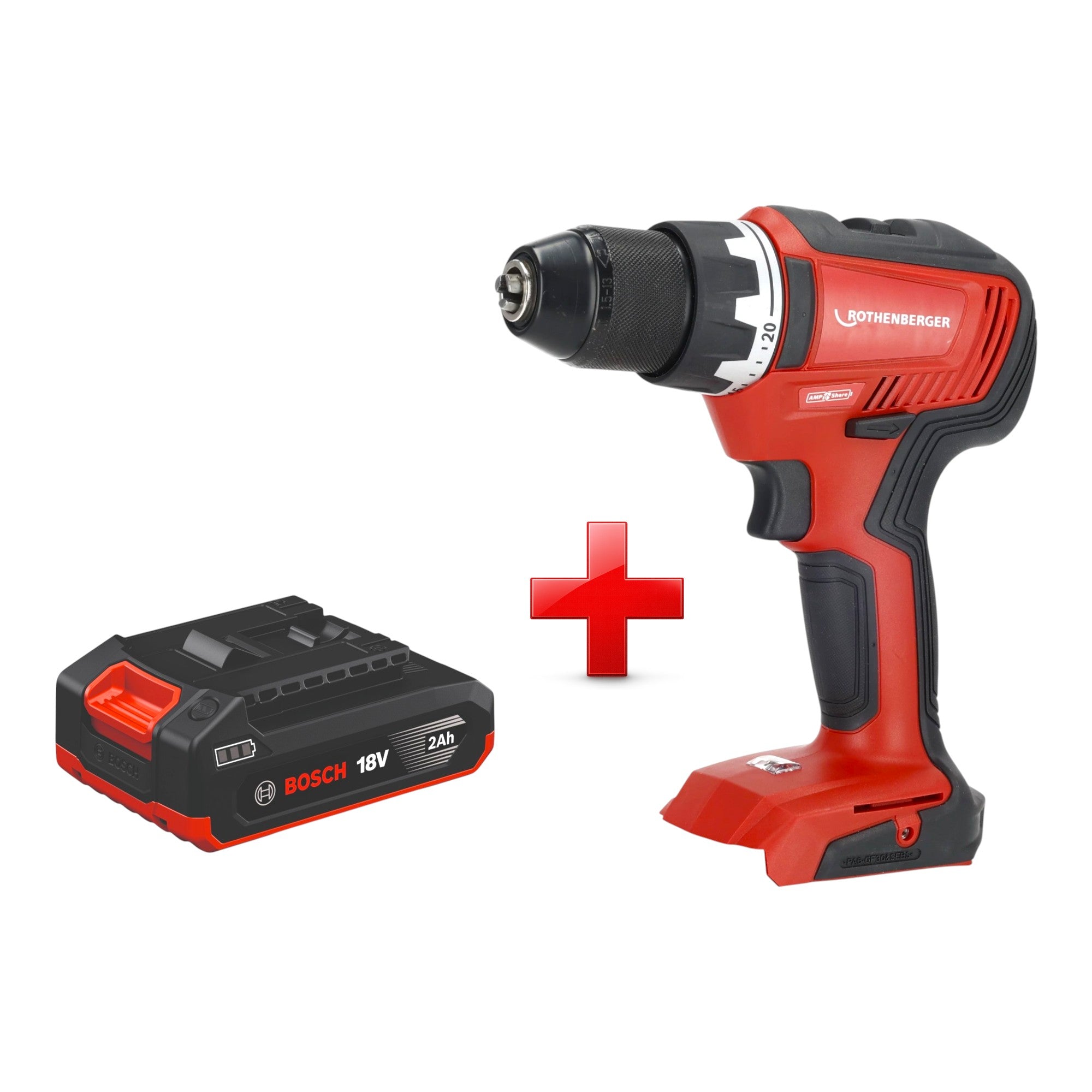 Rothenberger RO DD55 Akku Bohrschrauber 18 V 55 Nm Brushless AMPShare 1x Akku 2 0 Ah ohne Ladegeraet 0 - toolbrothers