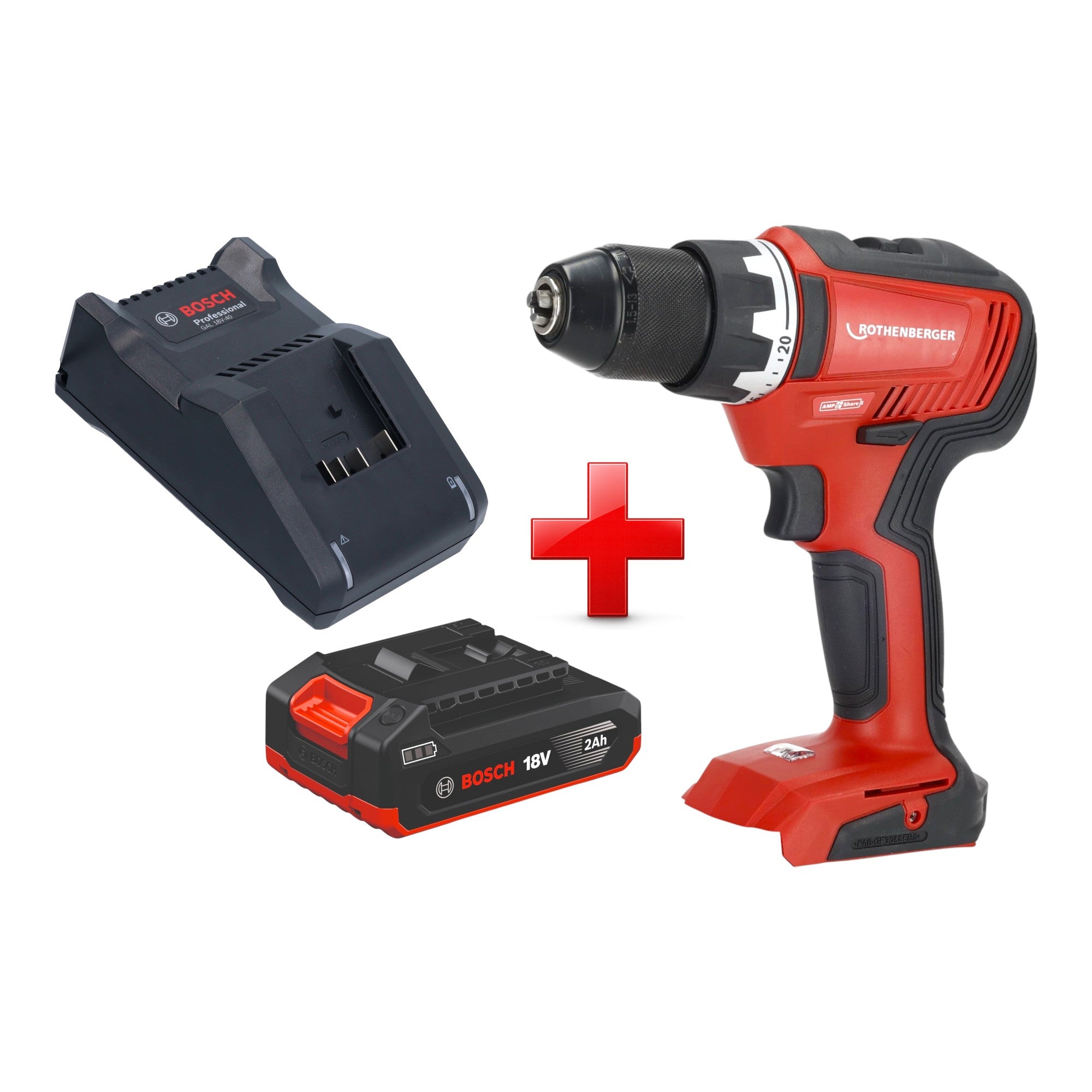 Rothenberger RO DD55 Akku Bohrschrauber 18 V 55 Nm Brushless AMPShare 1x Akku 2 0 Ah Ladegeraet 0 - toolbrothers