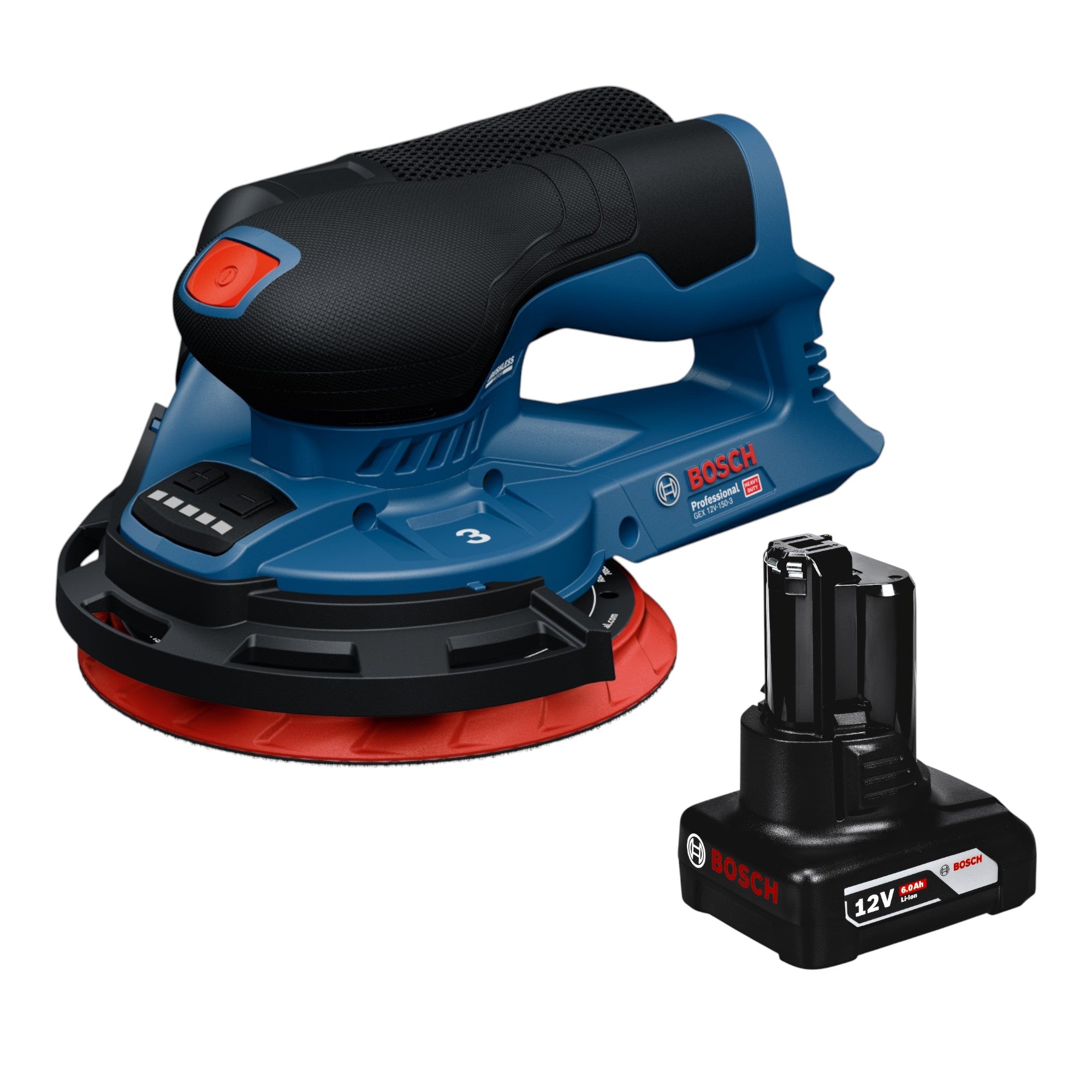 Bosch GEX 12V 150 3 Professional Akku Exzenterschleifer 12 V 150 mm Brushless 1x Akku 6 0 Ah ohne Ladegeraet 0 - toolbrothers
