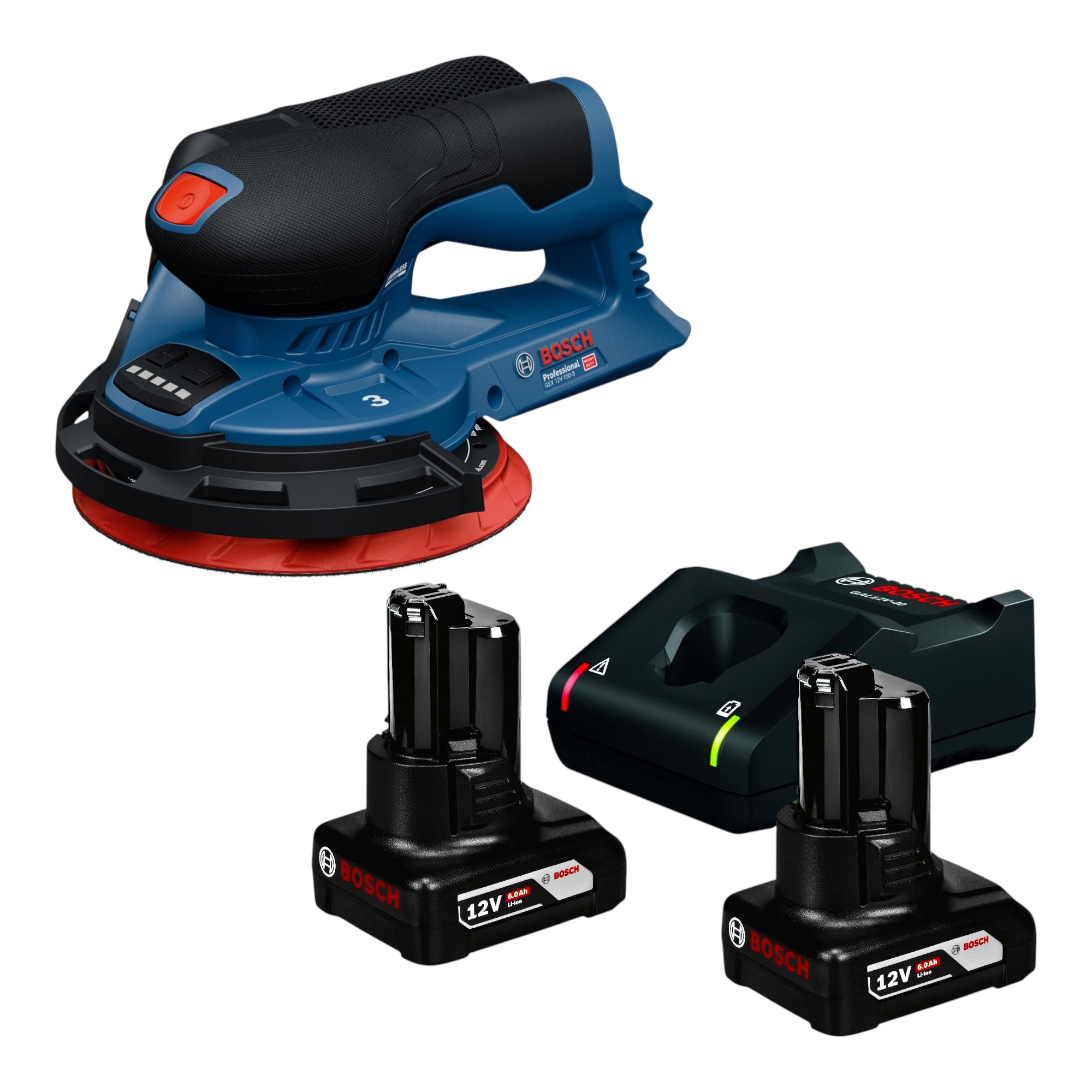 Bosch GEX 12V 150 3 Professional Akku Exzenterschleifer 12 V 150 mm Brushless 2x Akku 6 0 Ah Ladegeraet 0 - toolbrothers