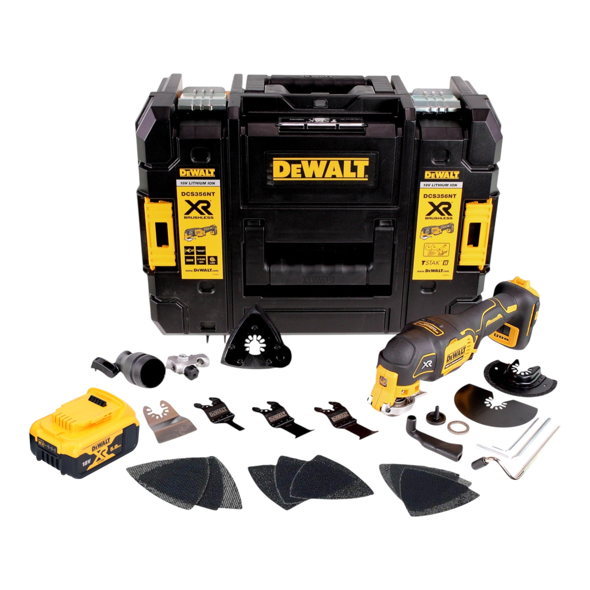 DeWalt DCS 356 NT Akku Multitool 18 V Brushless 1x Akku 5 0 Ah 20 tlg Zubehoer TSTAK ohne Ladegeraet 0 - toolbrothers