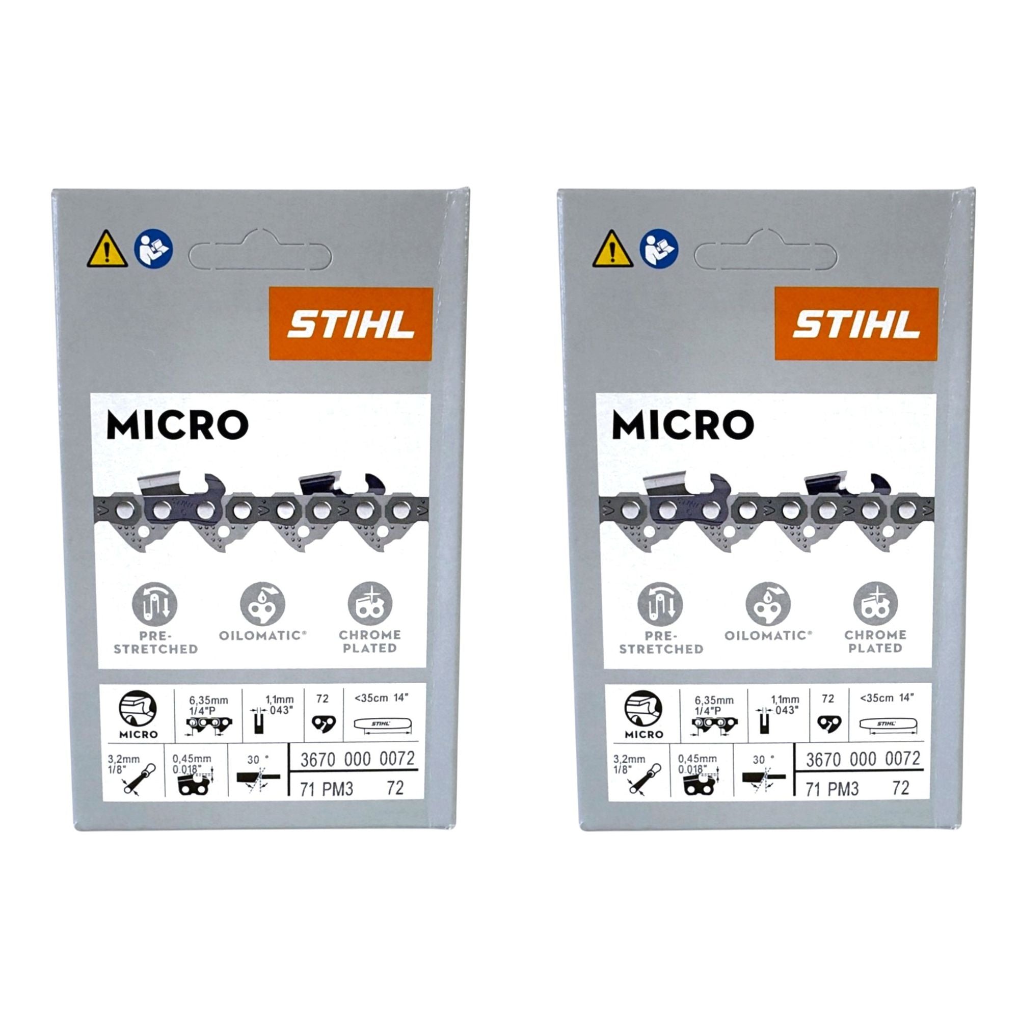 STIHL 2x 1 4 Picco Micro 3 PM3 Saegekette 35 cm 1 4 P 1 1 mm 72 TG 2x 36700000072  0 - toolbrothers