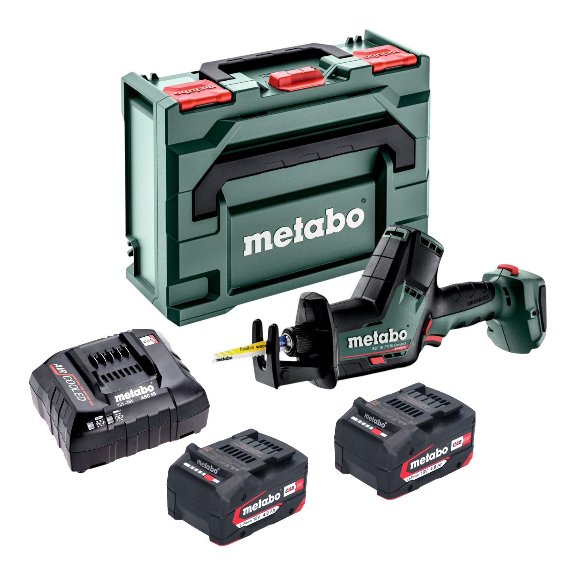 Metabo SSE 18 LTX BL Compact Akku Saebelsaege 18 V 2x Akku 4 0 Ah Ladegeraet metaBOX 0 - toolbrothers