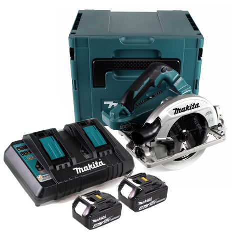 Makita DHS 782 PM2J Akku Handkreissäge 36V (2x18V) 190 mm Brushless im Makpac + 2x 4,0 Ah Akku + Doppelladegerät - Toolbrothers