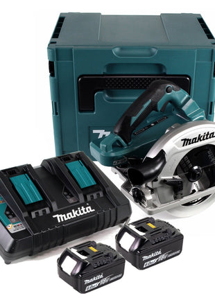 Makita DHS 782 PG2J Akku Handkreissäge 36V (2x18V) 190 mm Brushless im Makpac + 2x 6,0 Ah Akku + Doppelladegerät - Toolbrothers