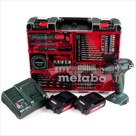 Metabo BS 18 Set Akku Bohrschrauber 18V 48Nm + 2x Akku 2,0Ah + Ladegerät + Mobile Werkstatt ( 602207880 ) - Toolbrothers