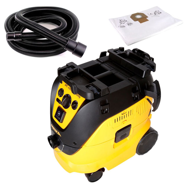 Mirka Industrie Staubsauger 1230 M AFC Nass- und Trockensauger Auto Clean Staubklasse M 30l 1200W + Saugschlauch 4m + 5x Fleece Staubsaugerbeutel - Toolbrothers