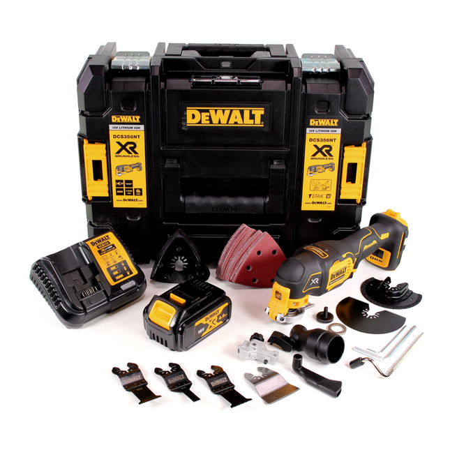 DeWalt DCS 356 M1 Akku Multitool 18V Brushless + 35tlg. Zubehör + 1x Akku 4,0Ah + Ladegerät + TSTAK - Toolbrothers