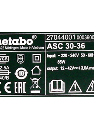 Metabo Ladegerät ASC 30-36 V AIR COOLED 14,4-36V ( 627044000 ) - Toolbrothers