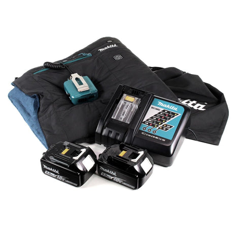 Makita DCB 200 RT1A Heizdecke 14,4V - 18 V 3 Heizstufen USB Anschluss + 2x Akku 5,0Ah + Ladegerät - Toolbrothers