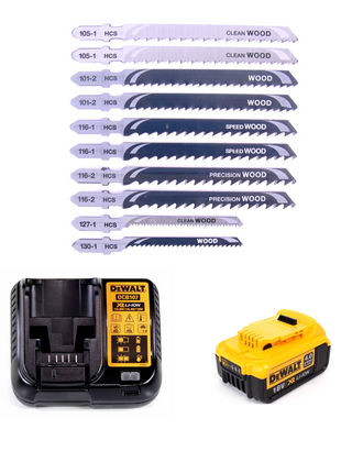 DeWalt DCS 331 M1 18V XR Akku Stichsäge + 1x Akku 4,0Ah + Ladegerät + 10tlg. Holz Stichsägeblätter + TSTAK - Toolbrothers